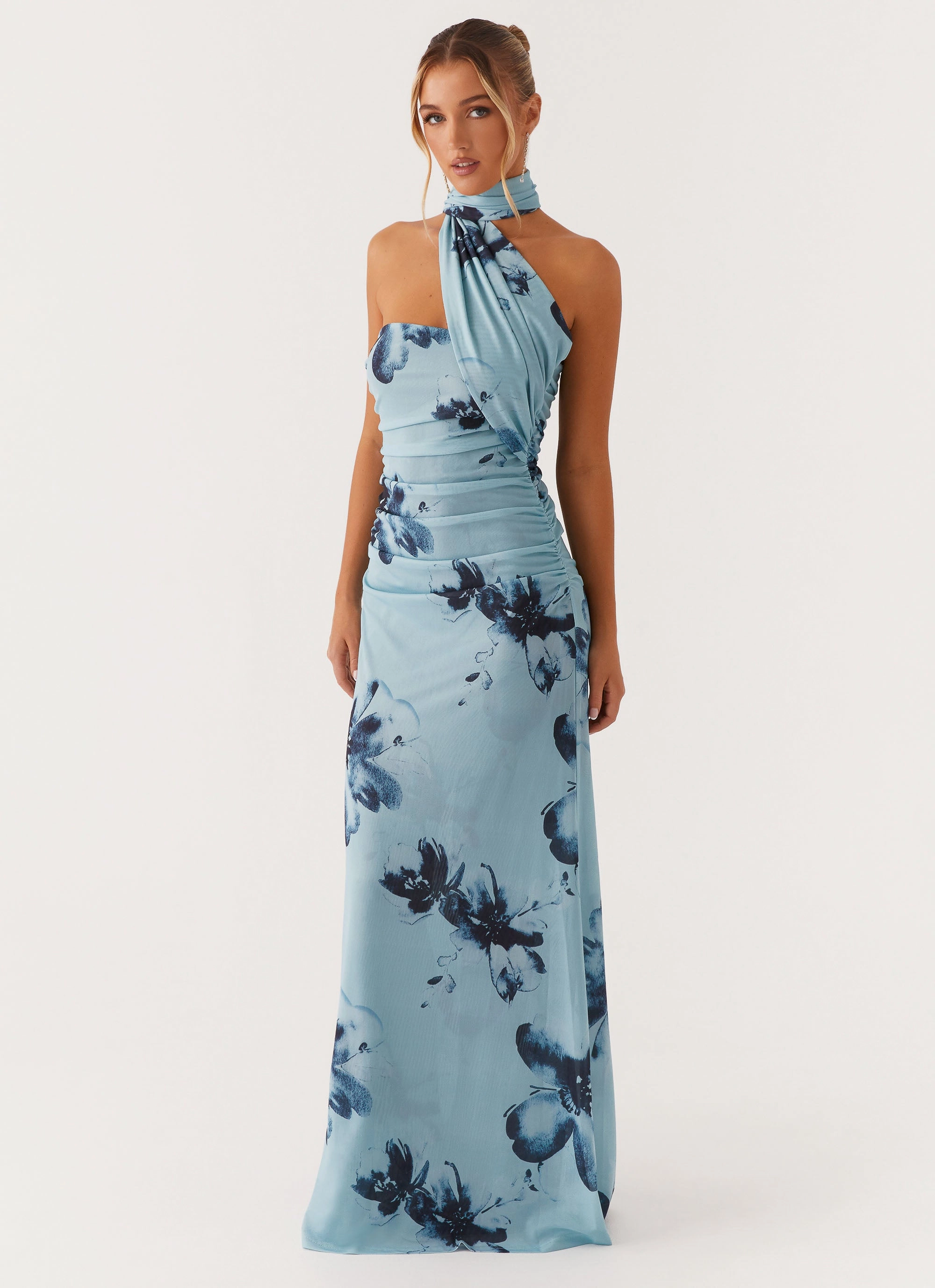Soft Balance Fit Choice Songbird Maxi Dress - Blue Black Floral