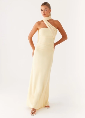 Minimalist Style Structured-Shape Songbird Maxi Dress - Yellow