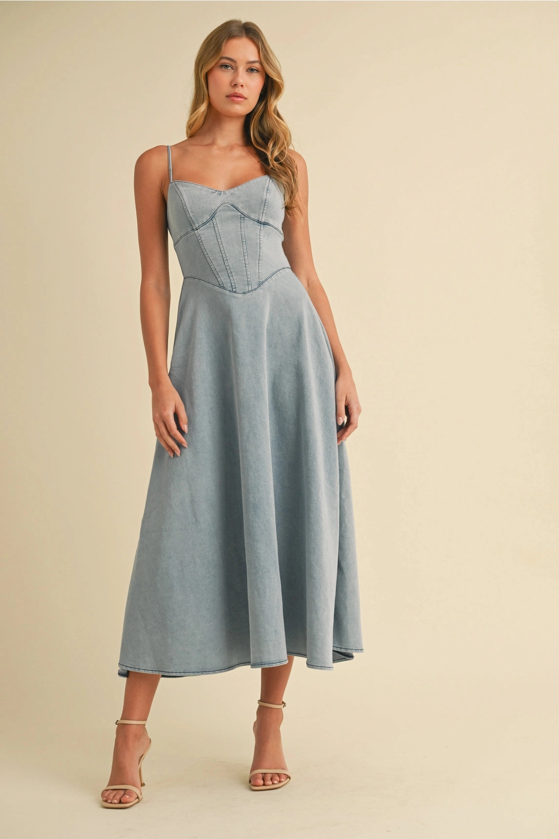 Side Slit Elegant Mature Sophie Denim Midi Dress