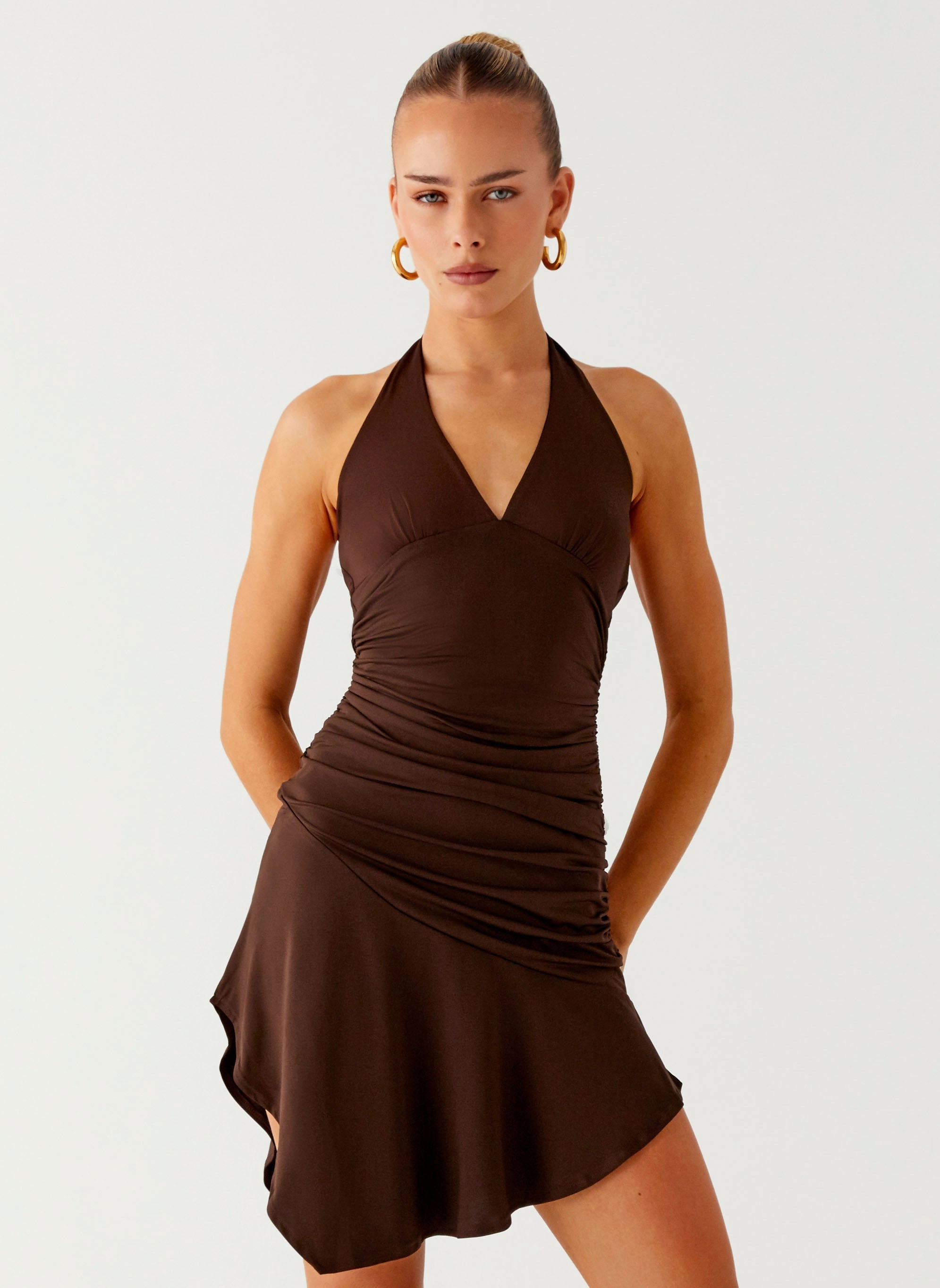 Casual event dress Layered Wear Colt Mini Dress - Chocolate
