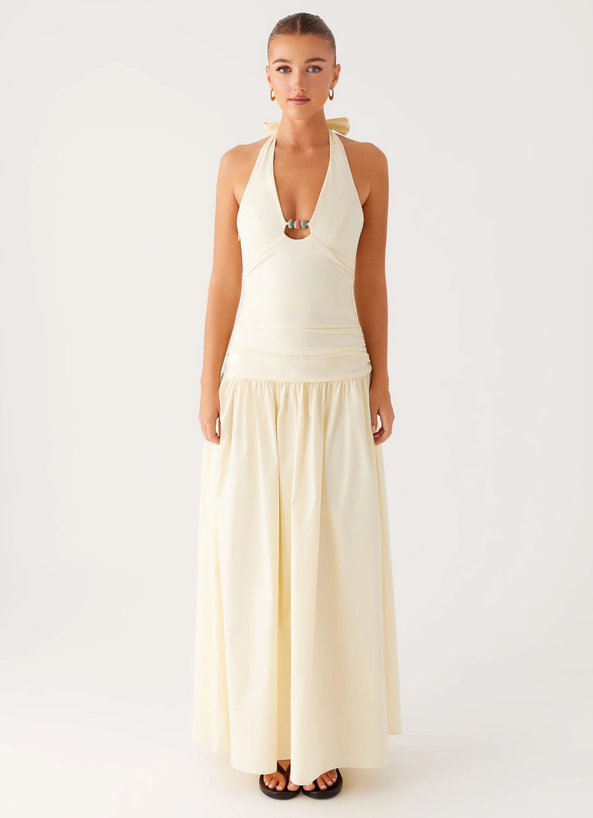 Val Maxi Dress - Lemon Relax Form Cotton-Blend