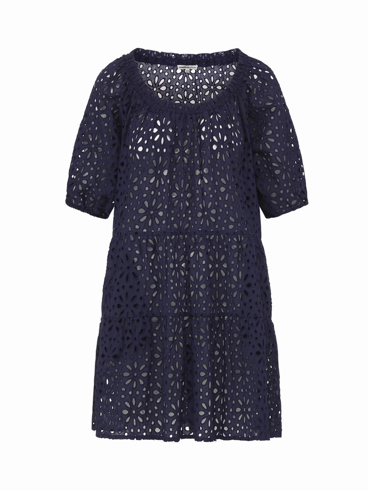 Kelly Dress Navy Seaside Eyelet Dreamy Look Elegant Fabric