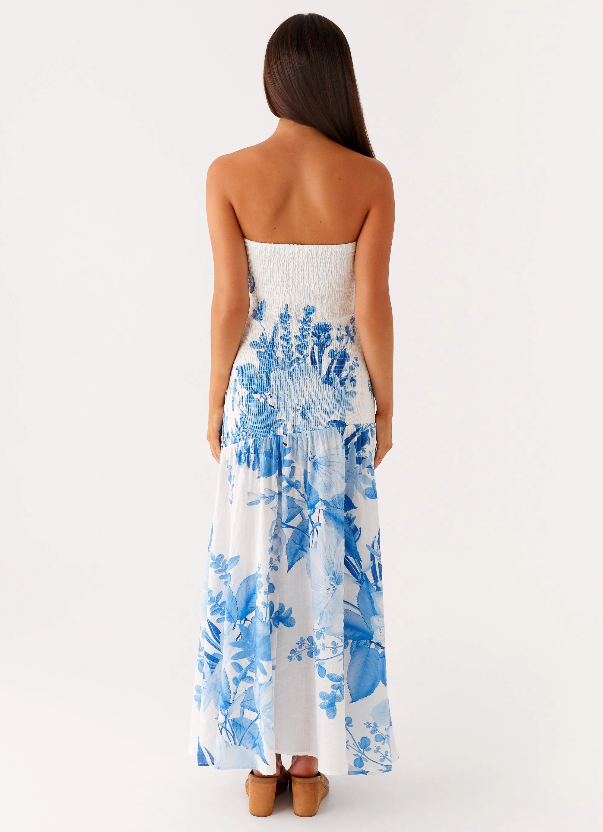 loose silhouette Urban Fit Rebecca Maxi Dress - Blue Floral Print
