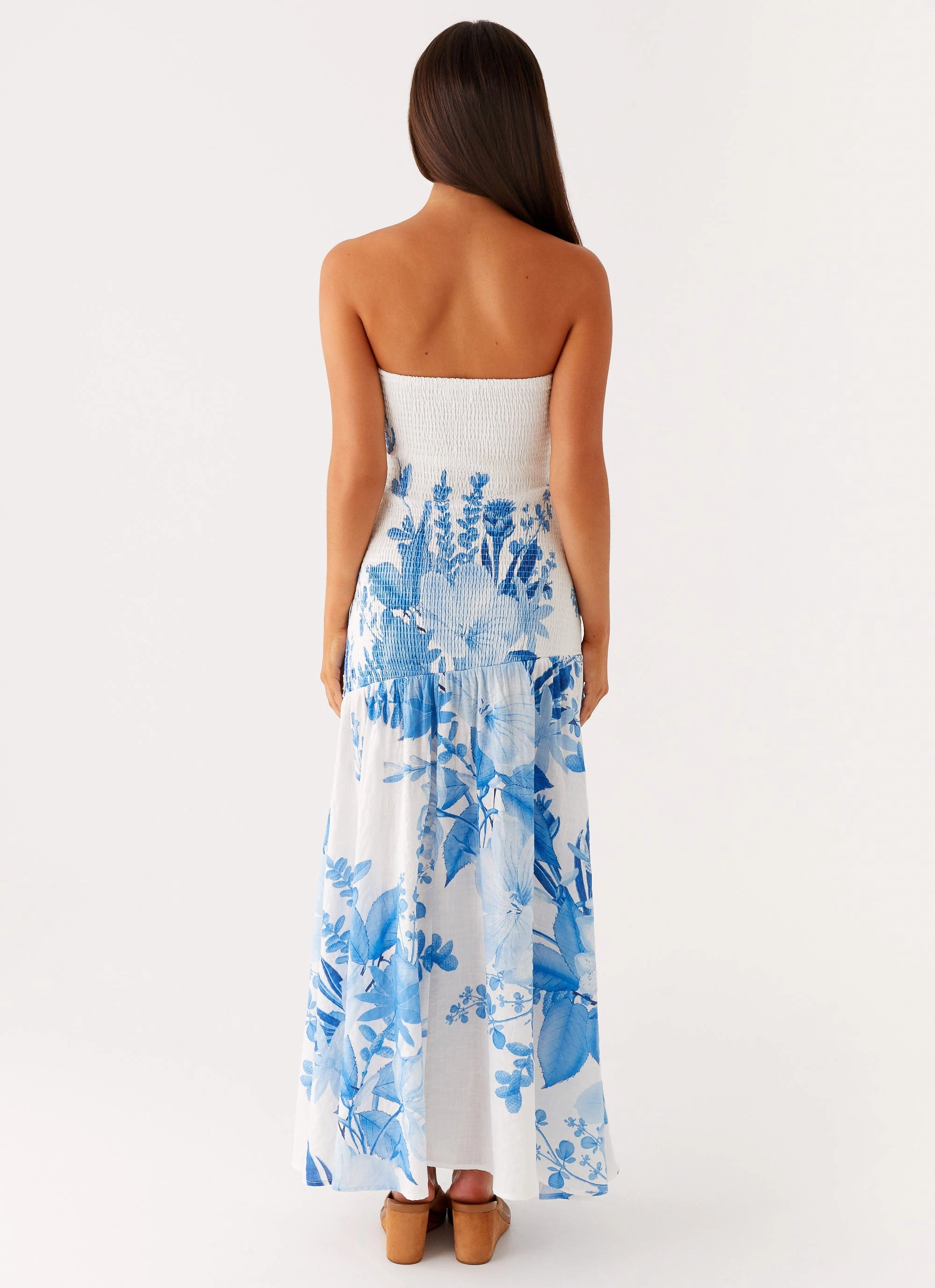 Rebecca Maxi Dress - Blue Floral Print Relaxed day dress Blush Glow