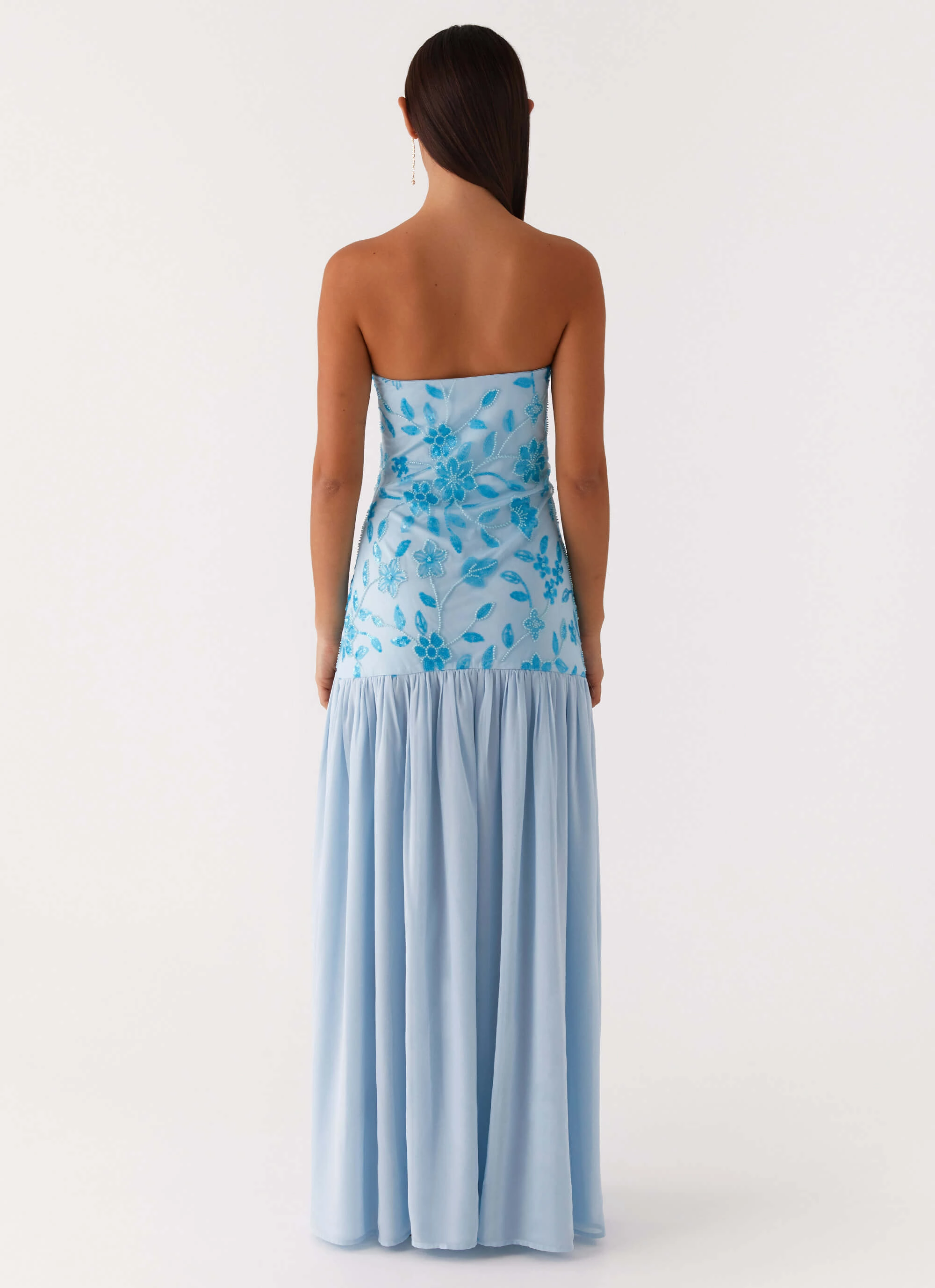 Eden Strapless Beaded Maxi Dress - Blue Inclusive Fit HypoallergenicFiber