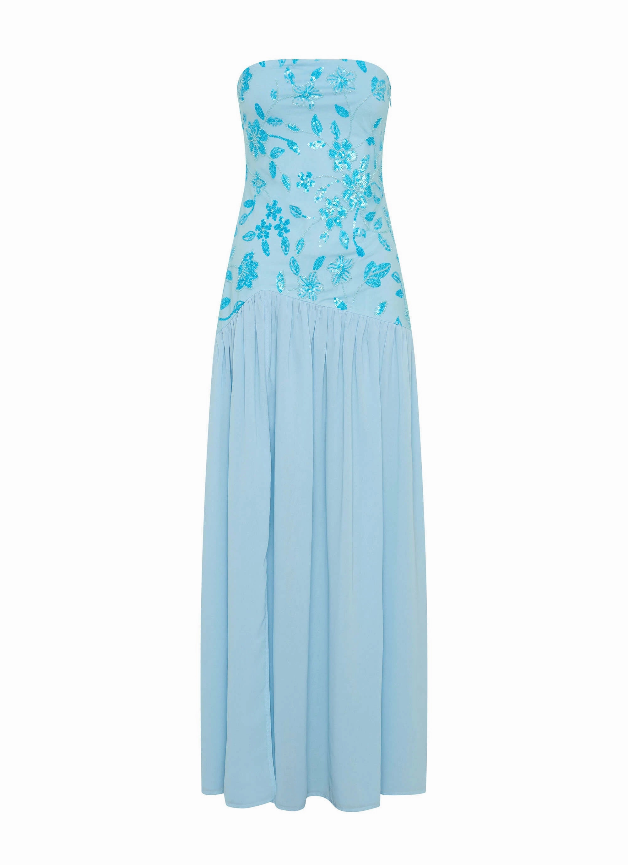 Photo Bright Eden Strapless Beaded Maxi Dress - Blue