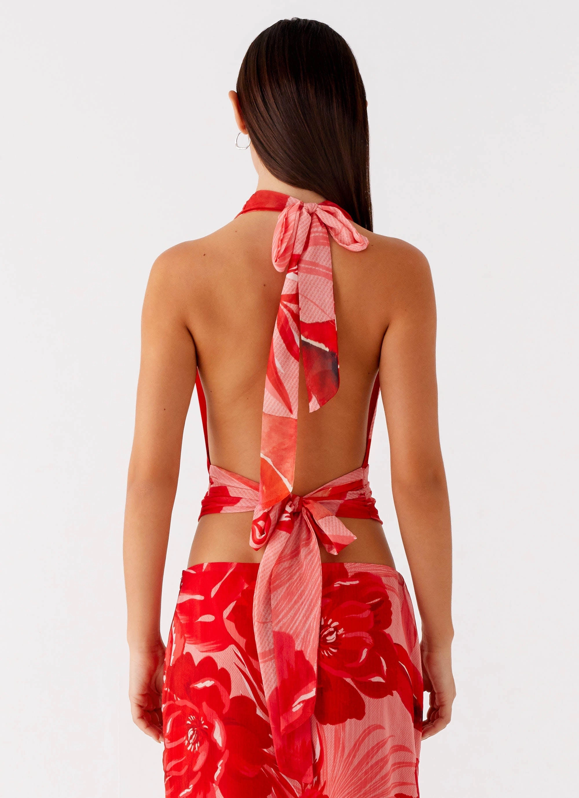 Quick Dry Material Soren Halter Top - Sicily Sunsets Print