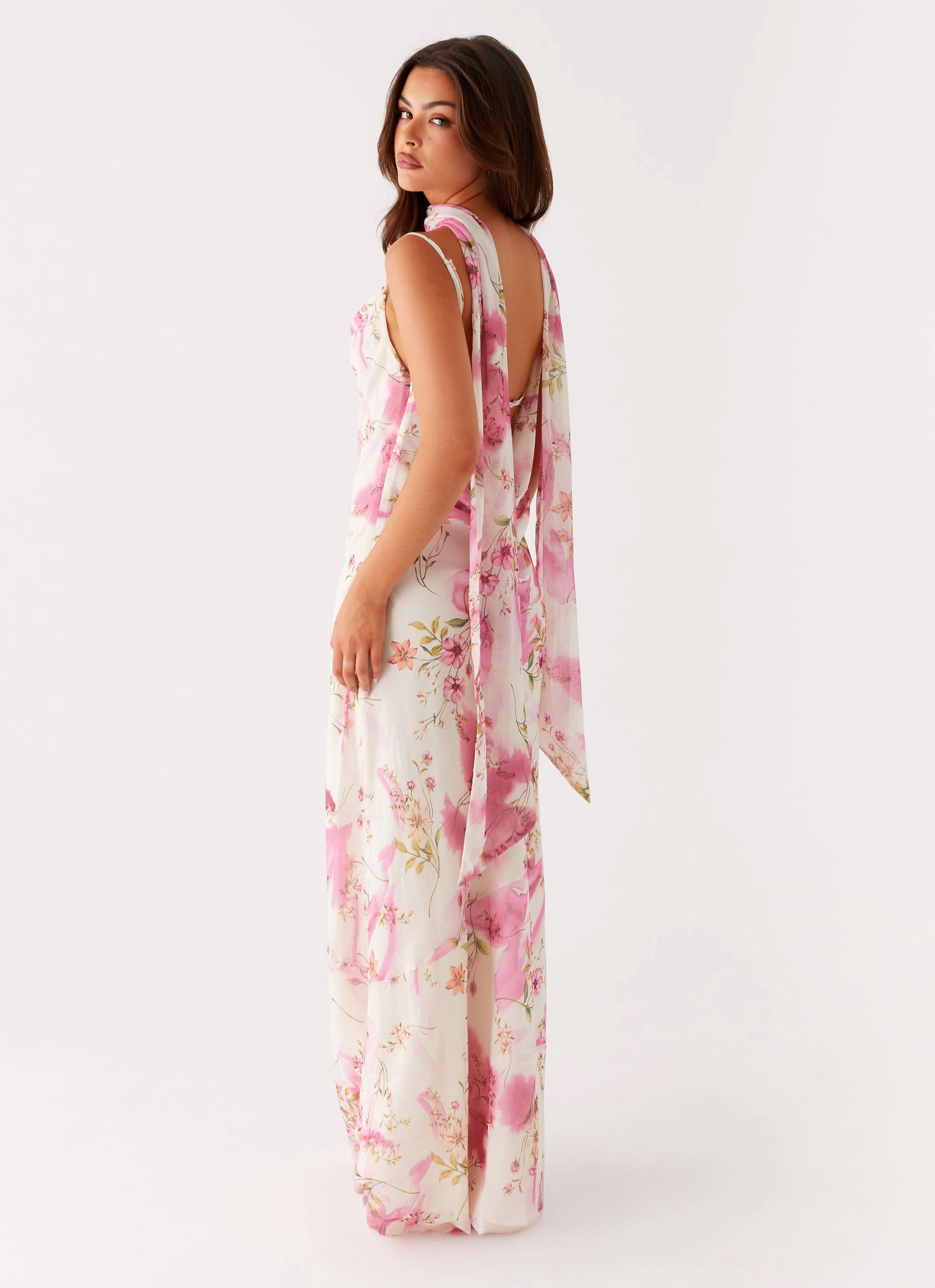 Spencer Maxi Dress - Ivory Floral Print Formal Style