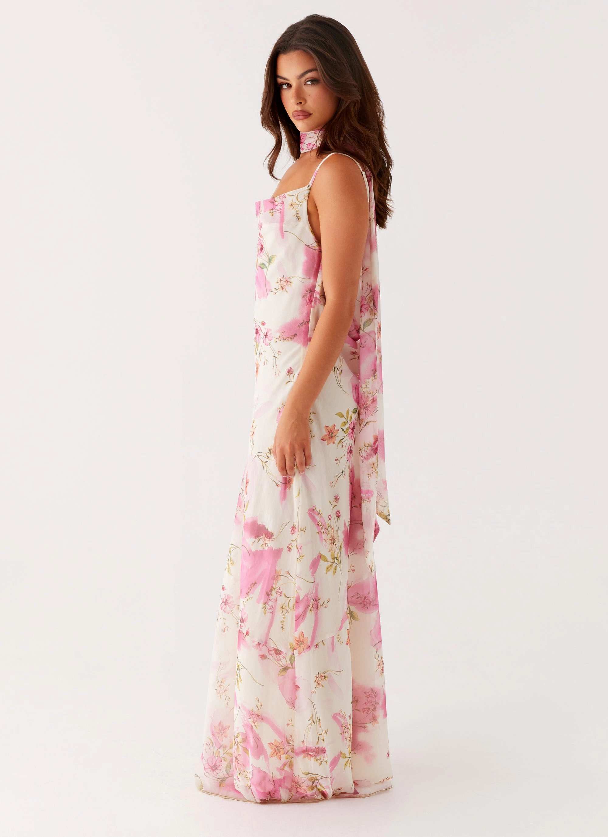 Fashionable Cut Spencer Maxi Dress - Ivory Floral Print