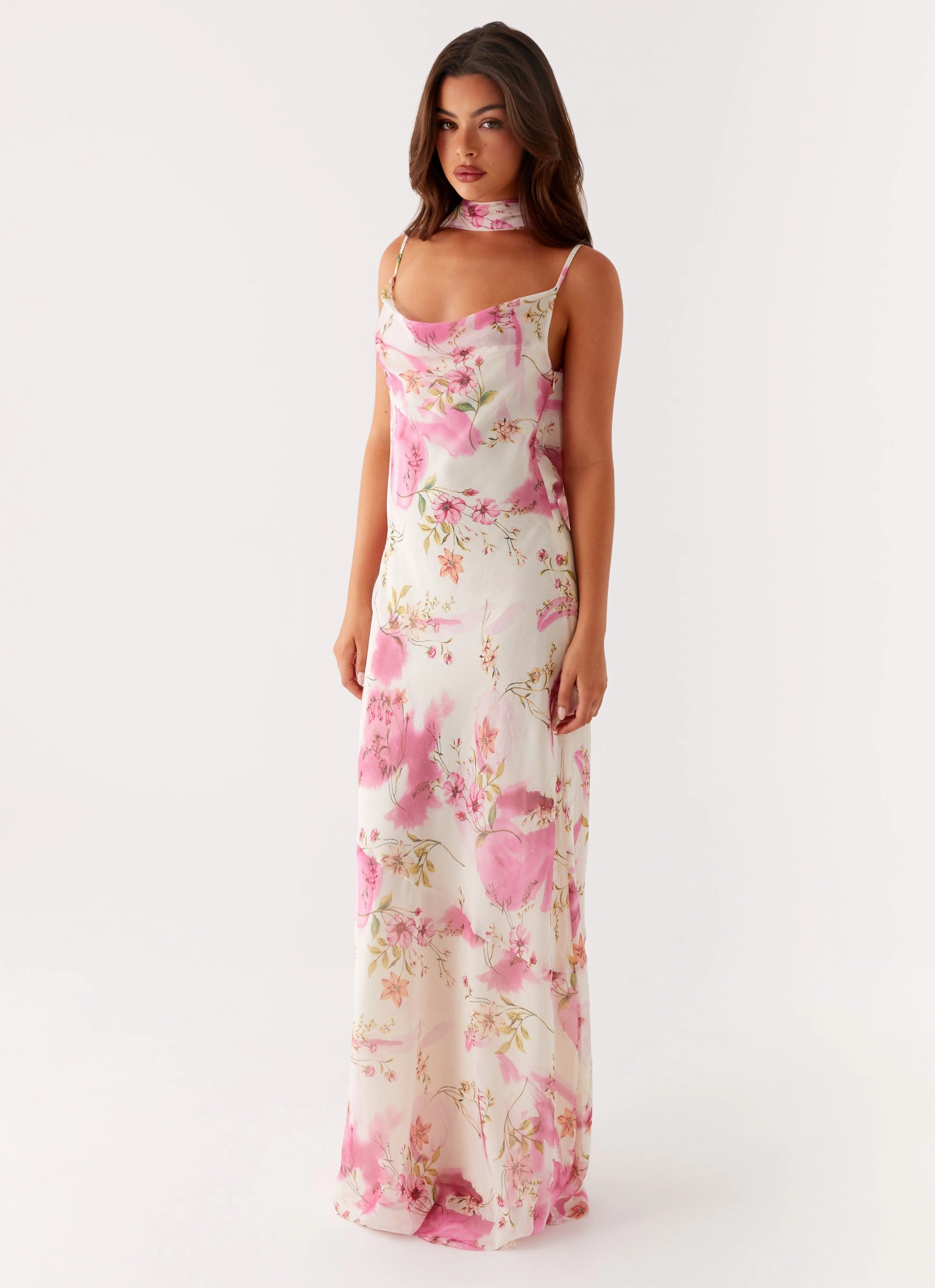Spencer Maxi Dress - Ivory Floral Print Minimal Fit Fresh Energy