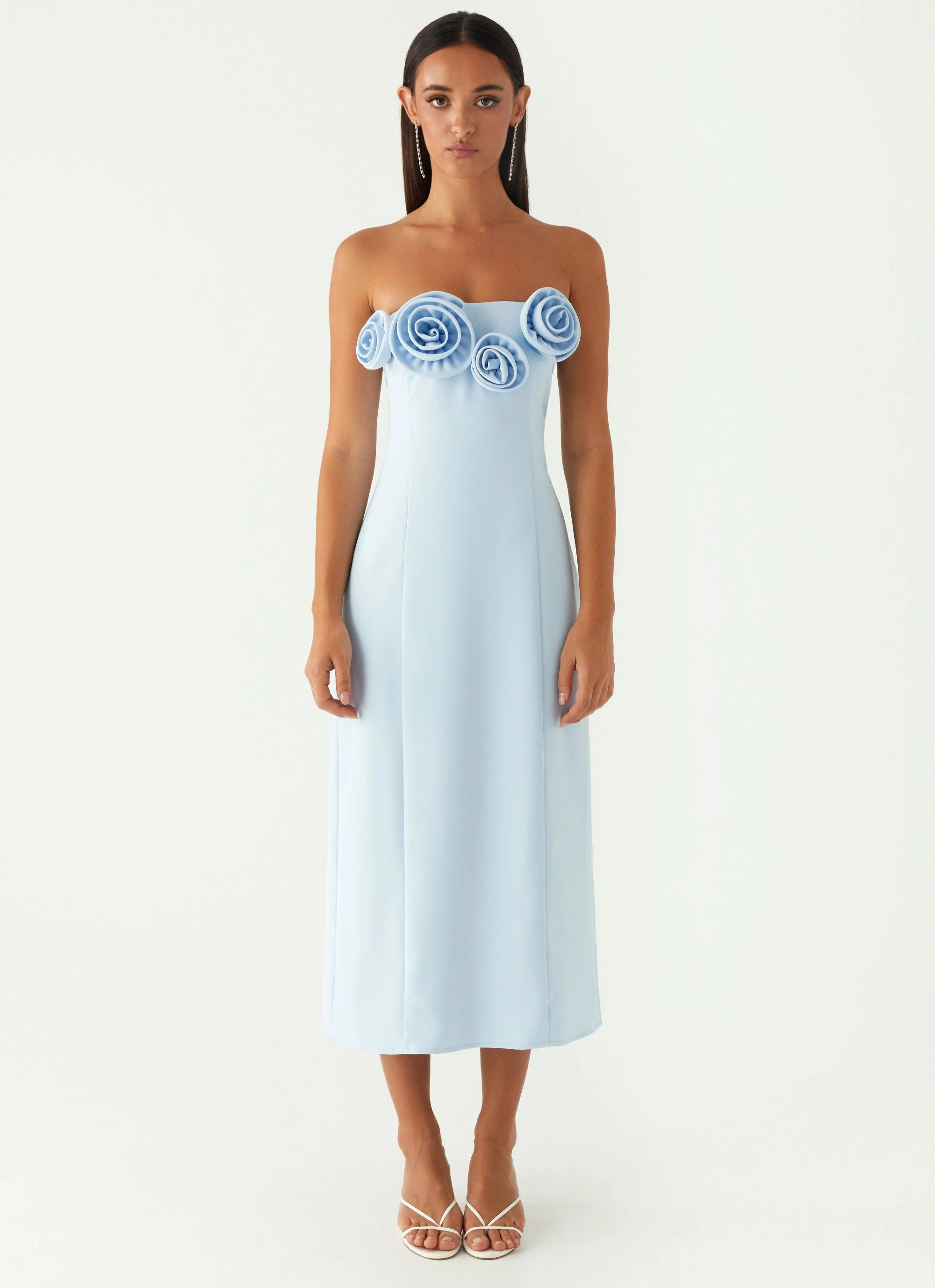 Subtle Flow Patsie Strapless Midi Dress - Blue
