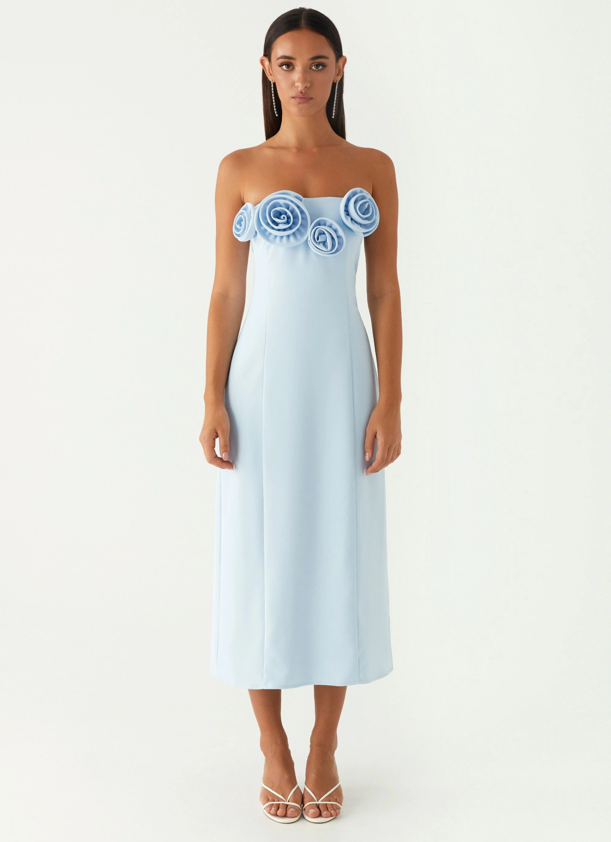 Patsie Strapless Midi Dress - Blue Seasonal Comfort