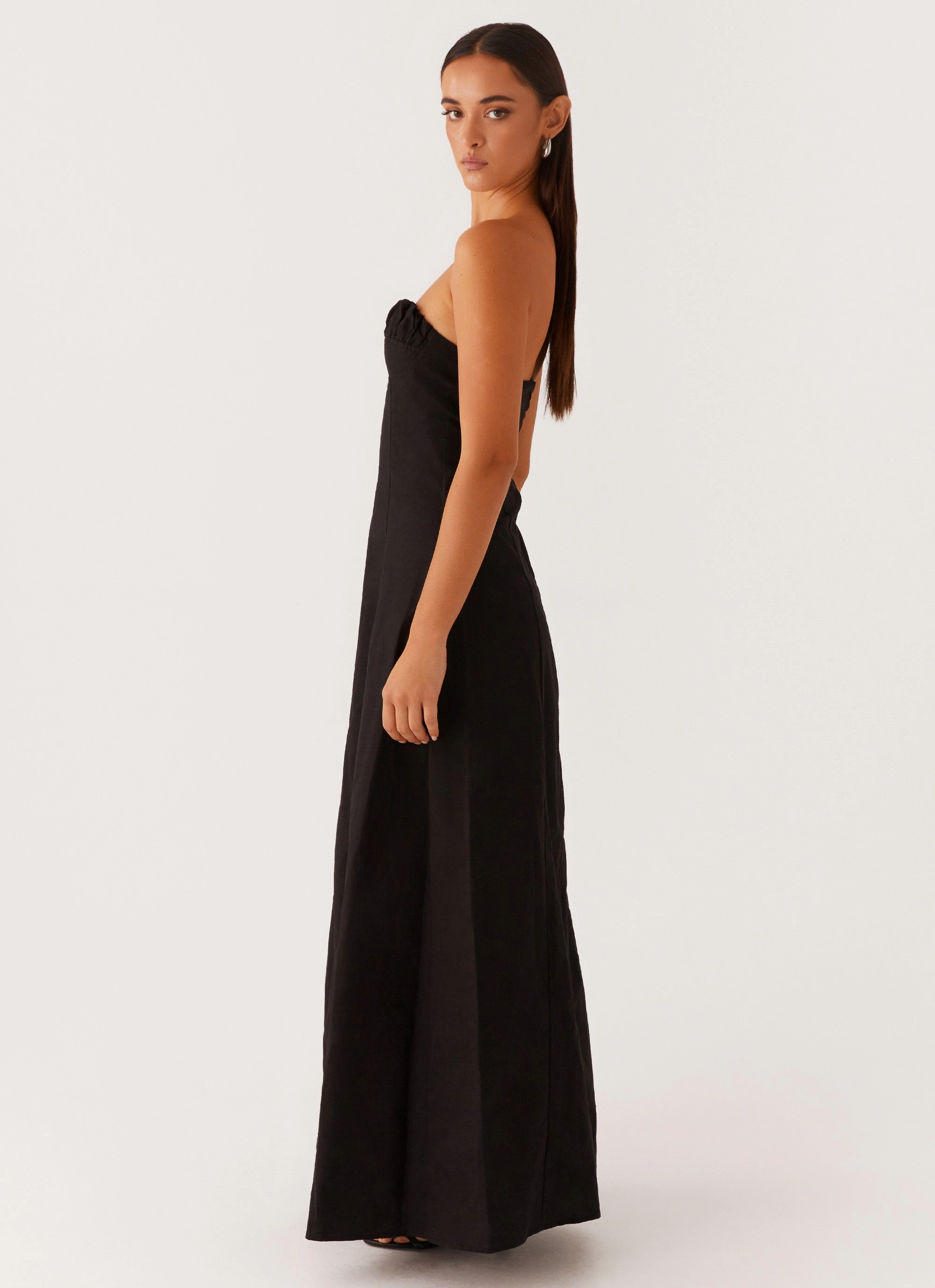 DeepPocketStyle Tayla Linen Maxi Dress - Black