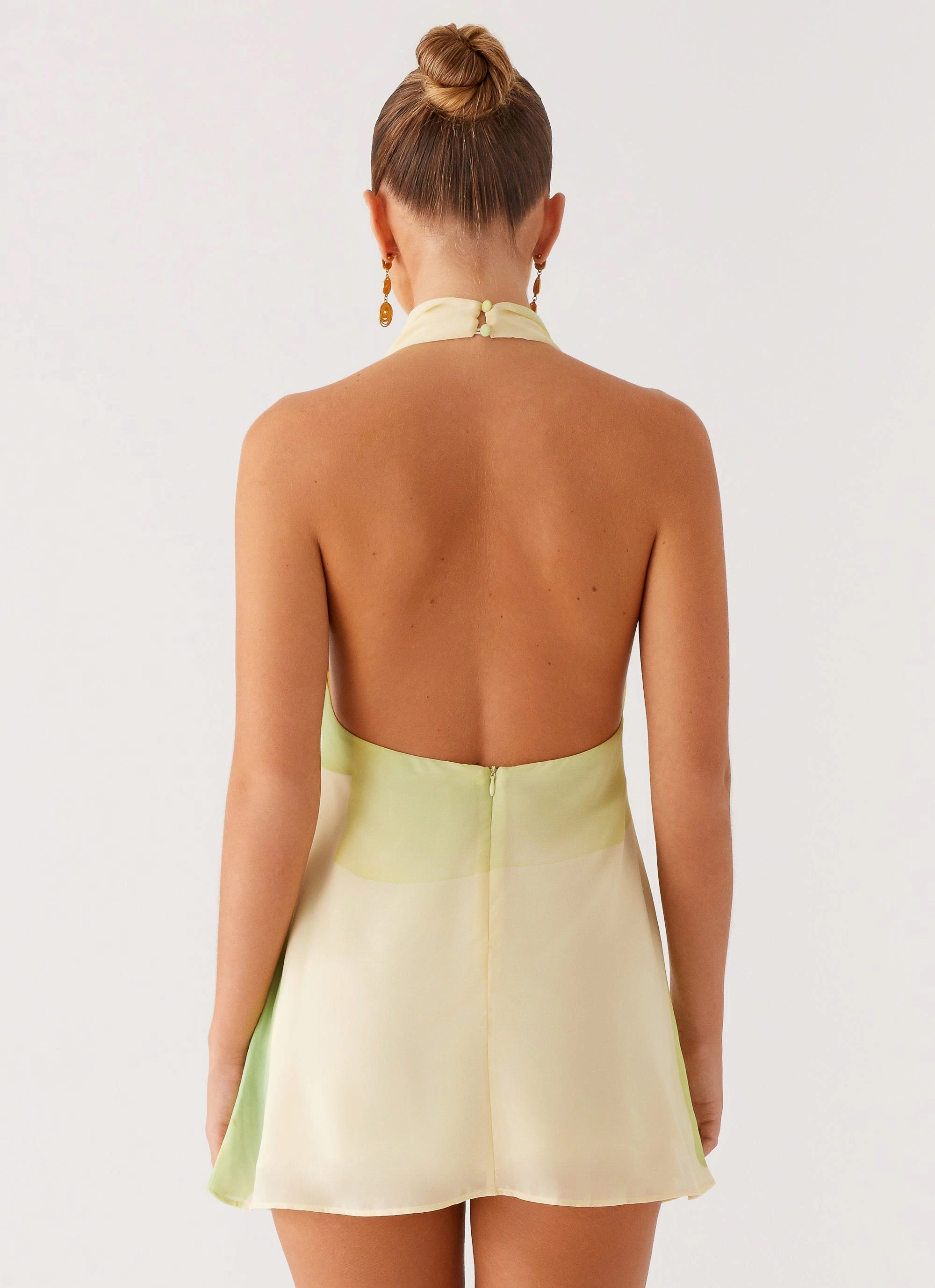 Gentle Flow Fresh Color Zofia Cowl Neck Mini Dress - Green Floral