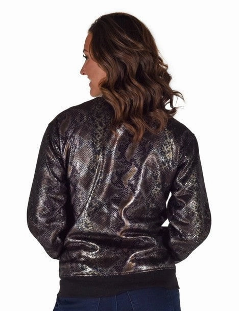 Cowgirl Tuff Womens Midweight Snakeskin Black Polyester Athletic Shell Jacket Detachable Hood