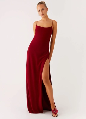 Alouette Maxi Dress - Burgundy Social Ease Airy Layer