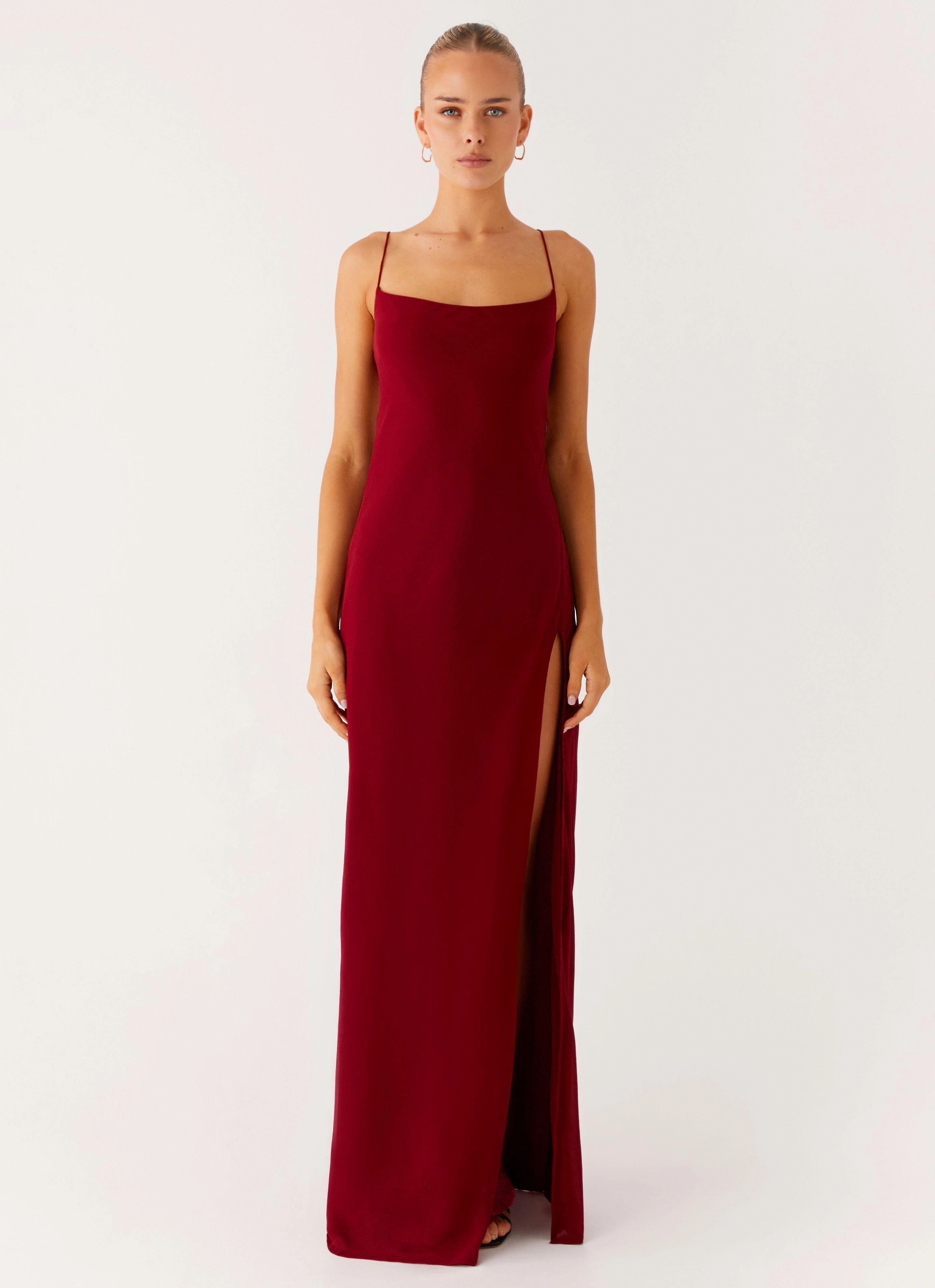 Bow Glow Relaxed-fit Alouette Maxi Dress - Burgundy
