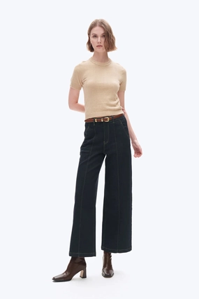 Basic Style Ultra High Rise Wide Leg Jeans