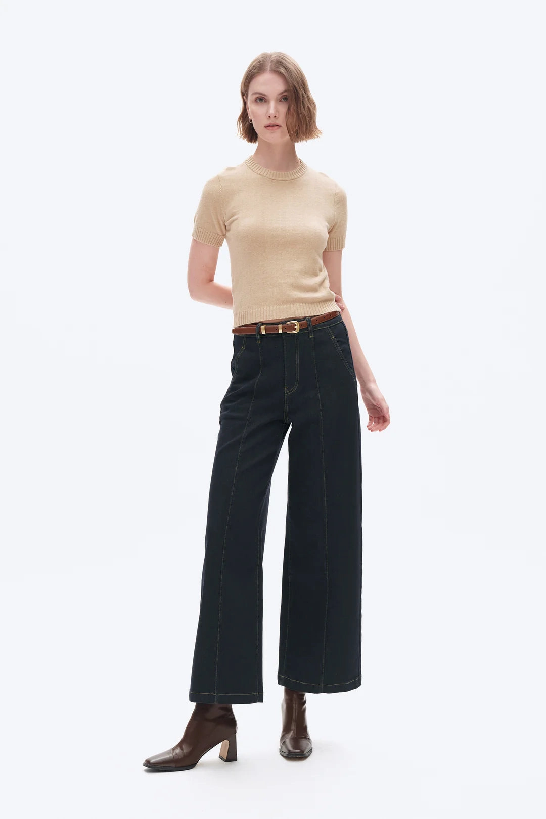 Basic Style Ultra High Rise Wide Leg Jeans