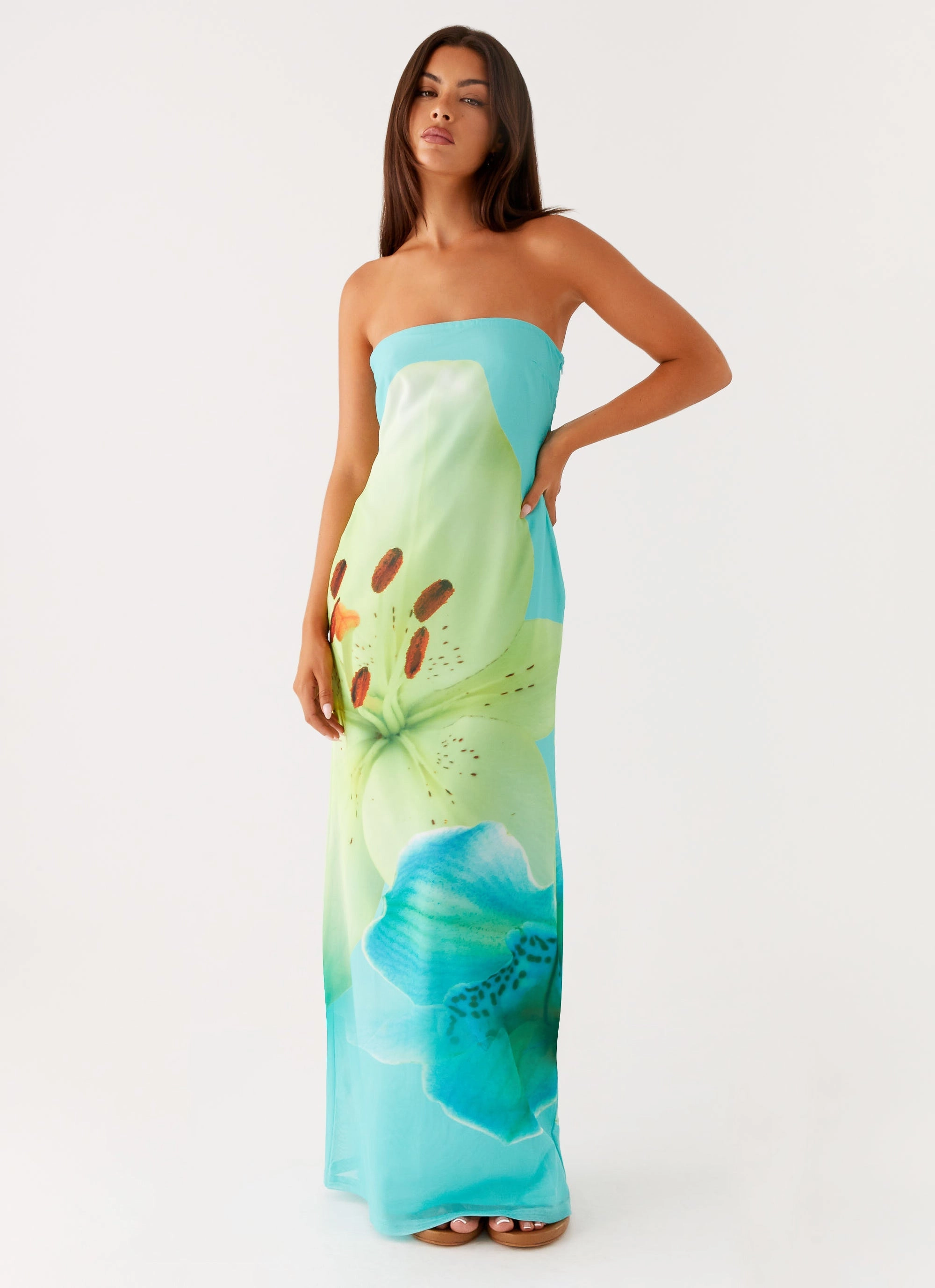 Darcy Maxi Dress - Turquoise Floral Smart Piece Relax Form