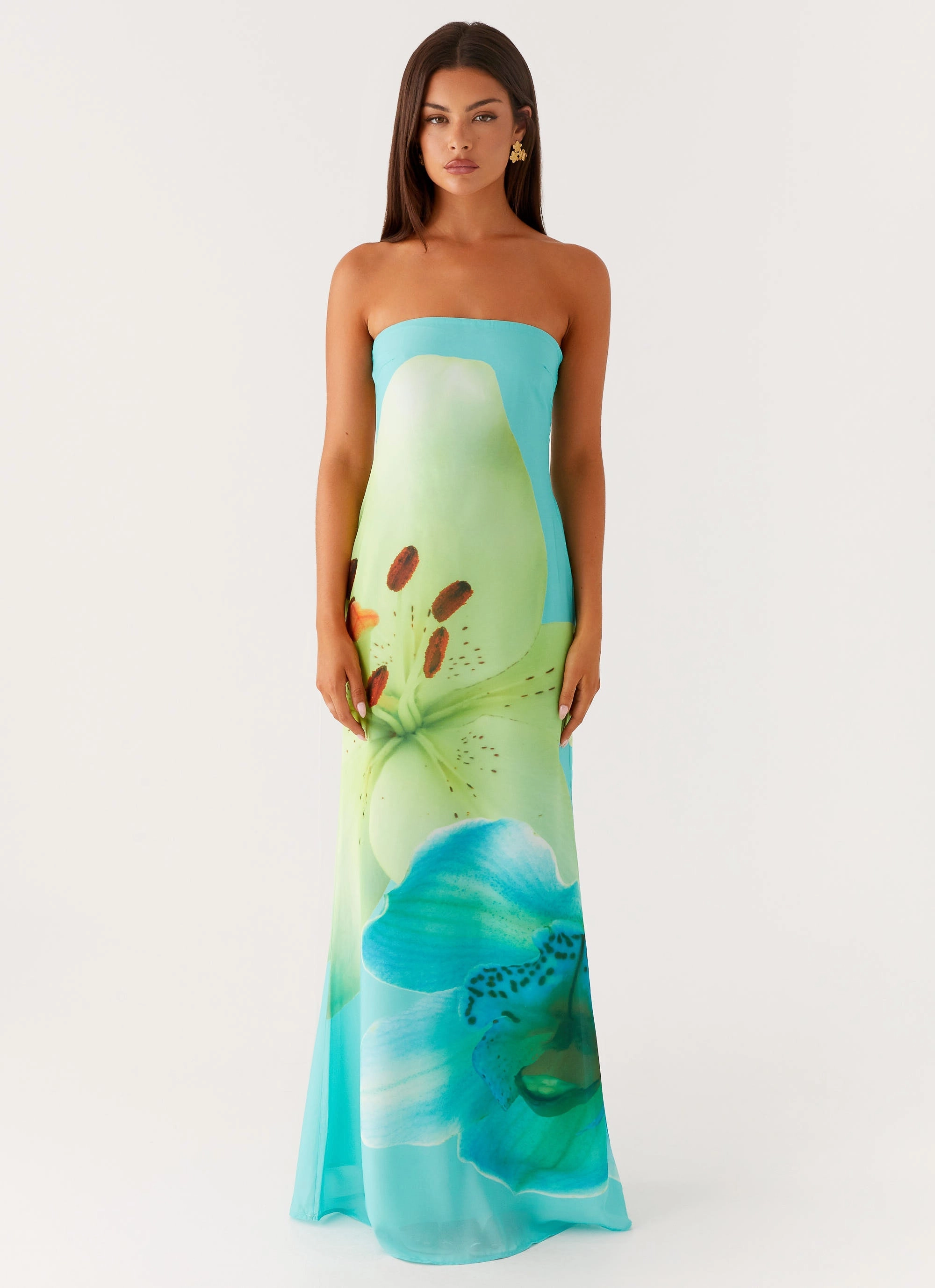 Darcy Maxi Dress - Turquoise Floral Classic structured dress Light Motion
