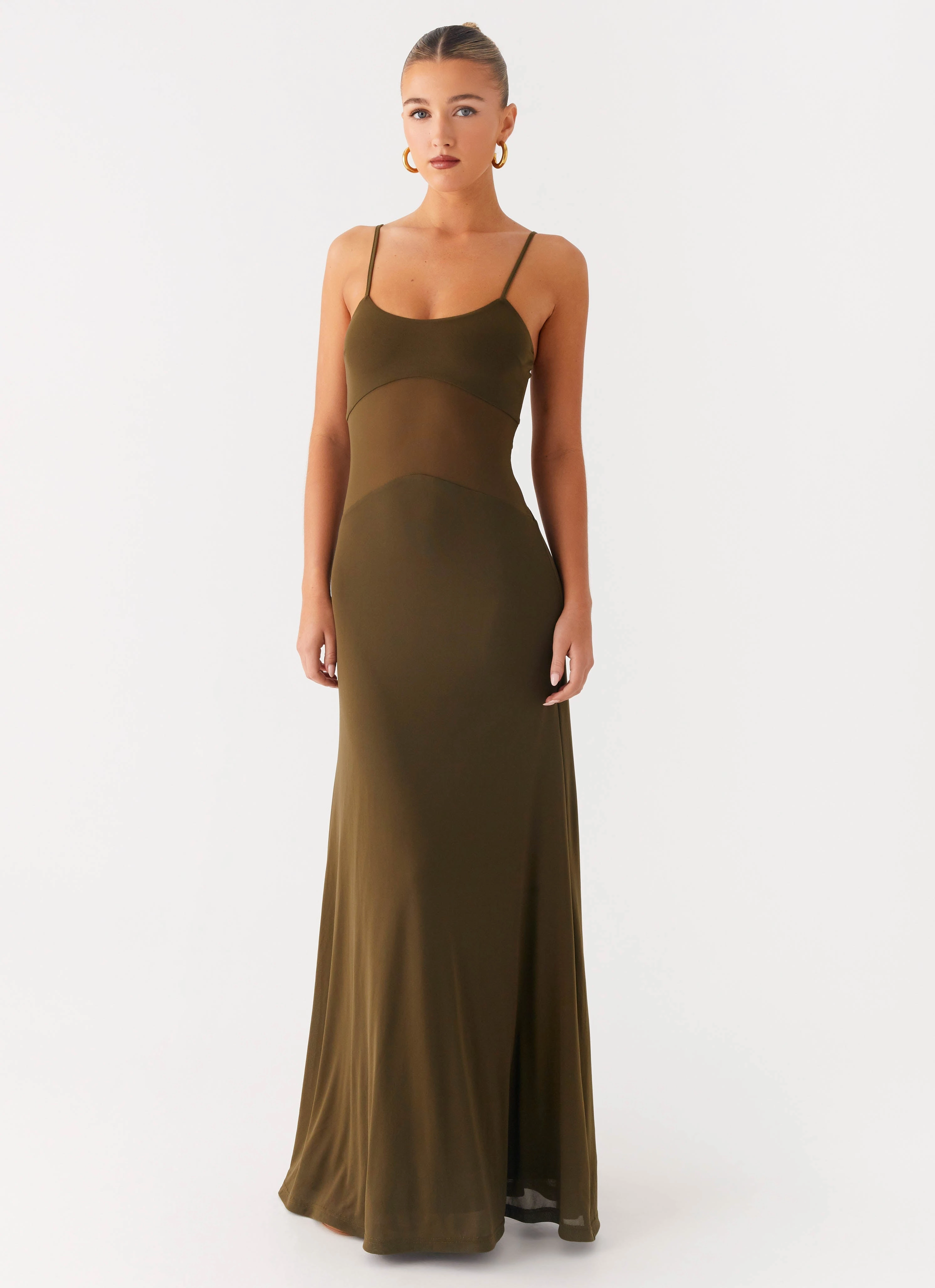 Smooth Detail Starfall Maxi Dress - Khaki