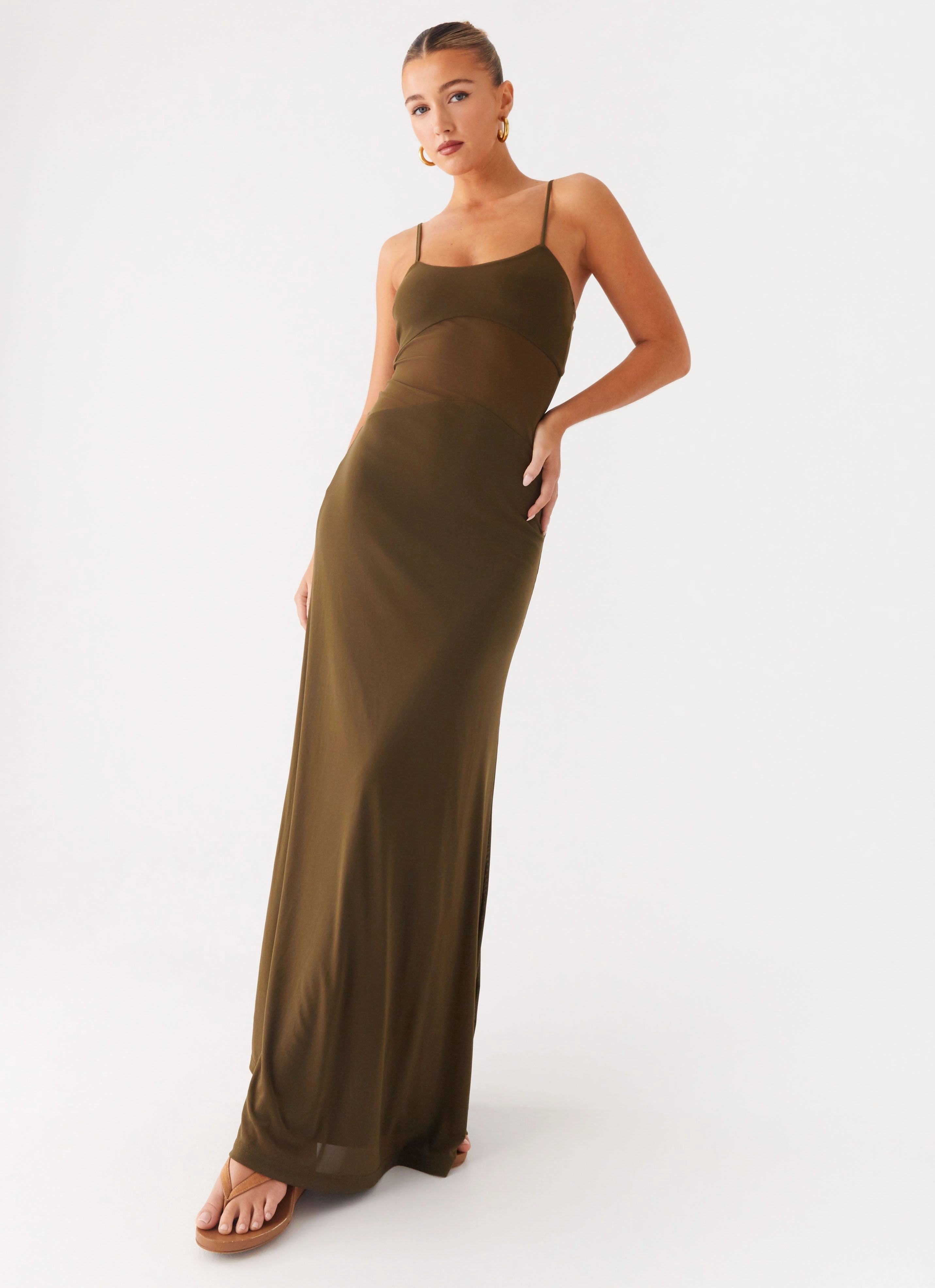 Cool Tone Fashion-forward day dress Starfall Maxi Dress - Khaki