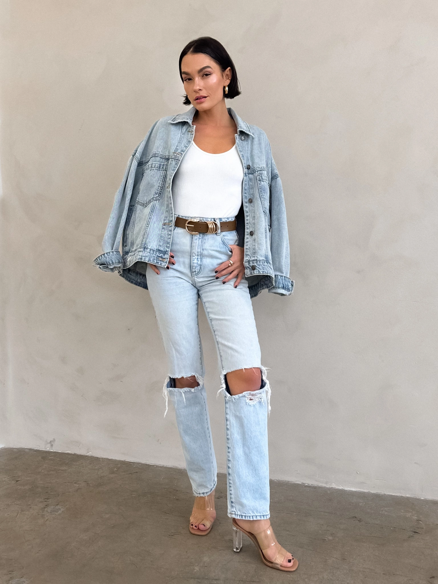 Stargazer Pleated Denim Jacket Versatile Style
