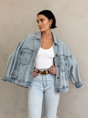 Temperature Regulating Fill Stargazer Pleated Denim Jacket