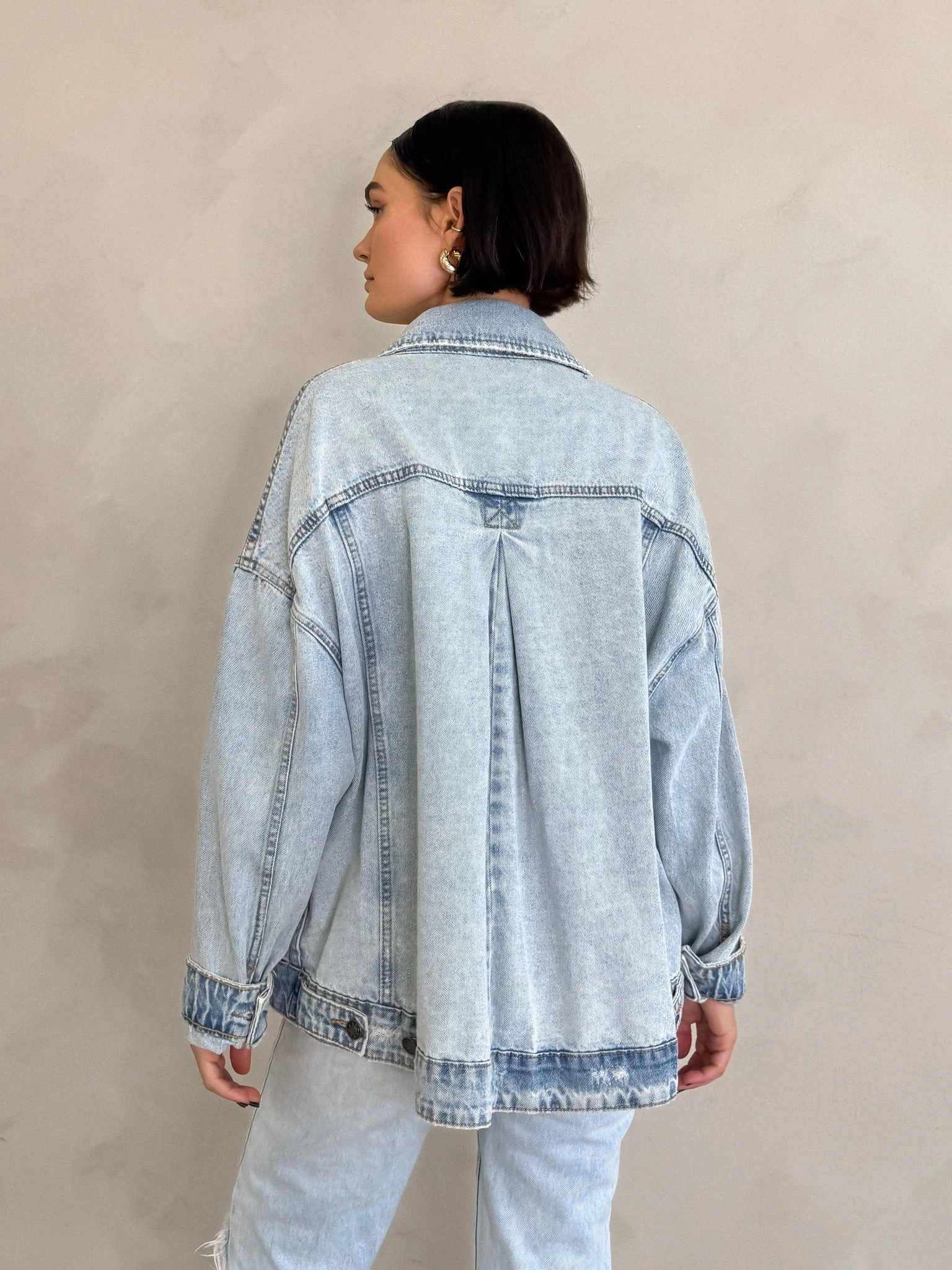 Stargazer Pleated Denim Jacket Water Resistant Coat FlexibleFit