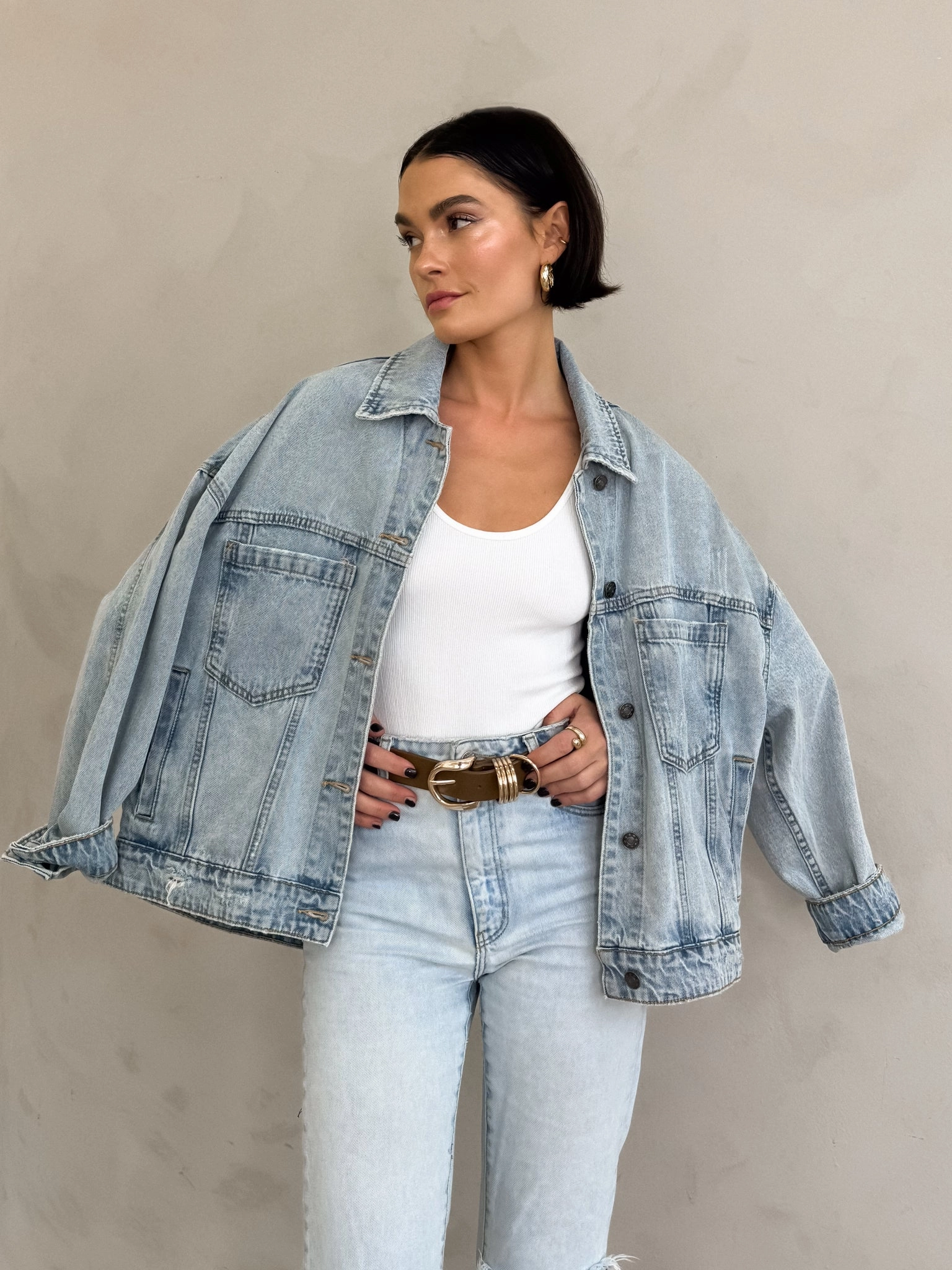 Temperature Regulating Fill Stargazer Pleated Denim Jacket