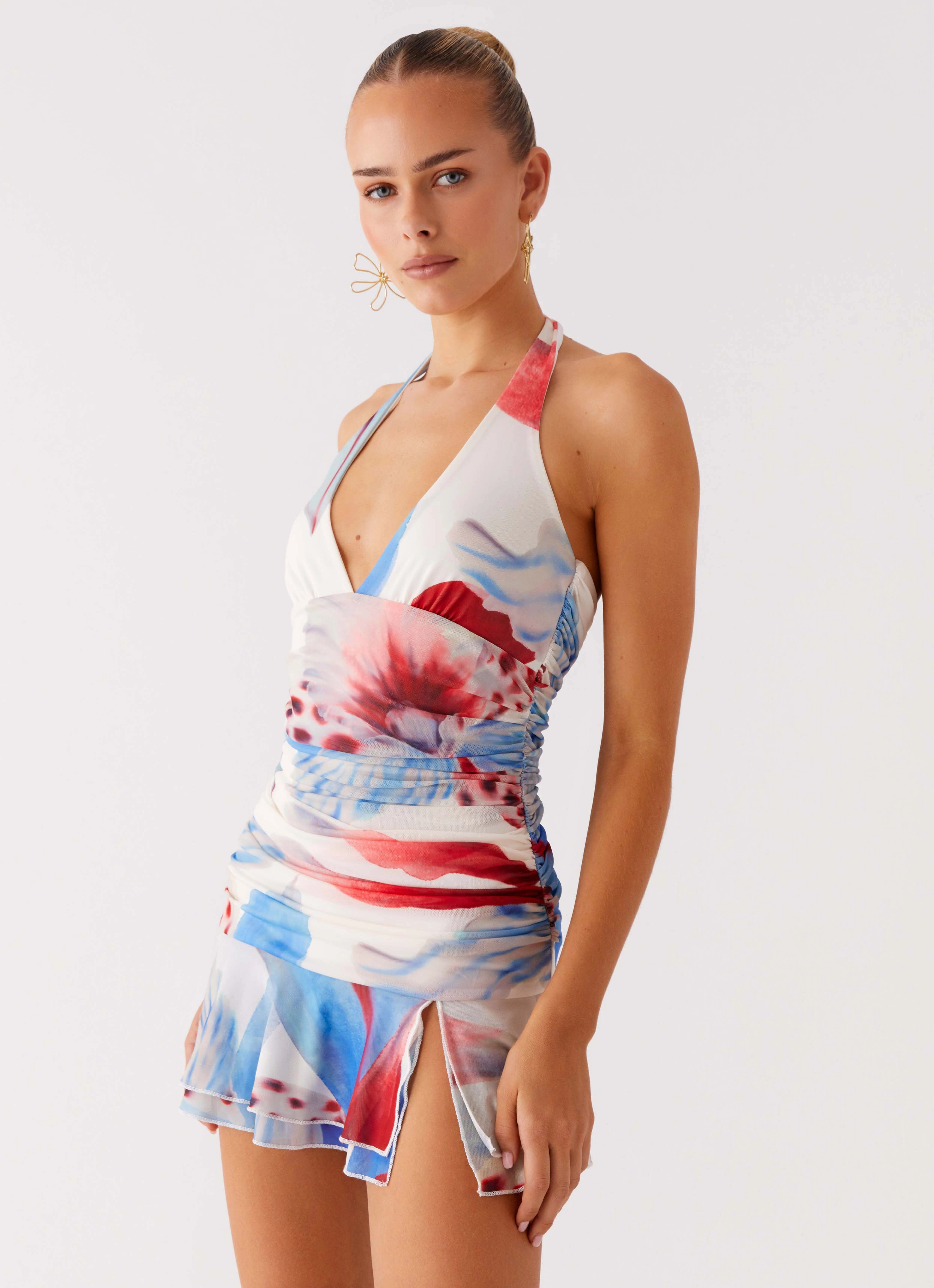 Starlit Night Mini Dress - Deep Sea Bloom Earth-Tone