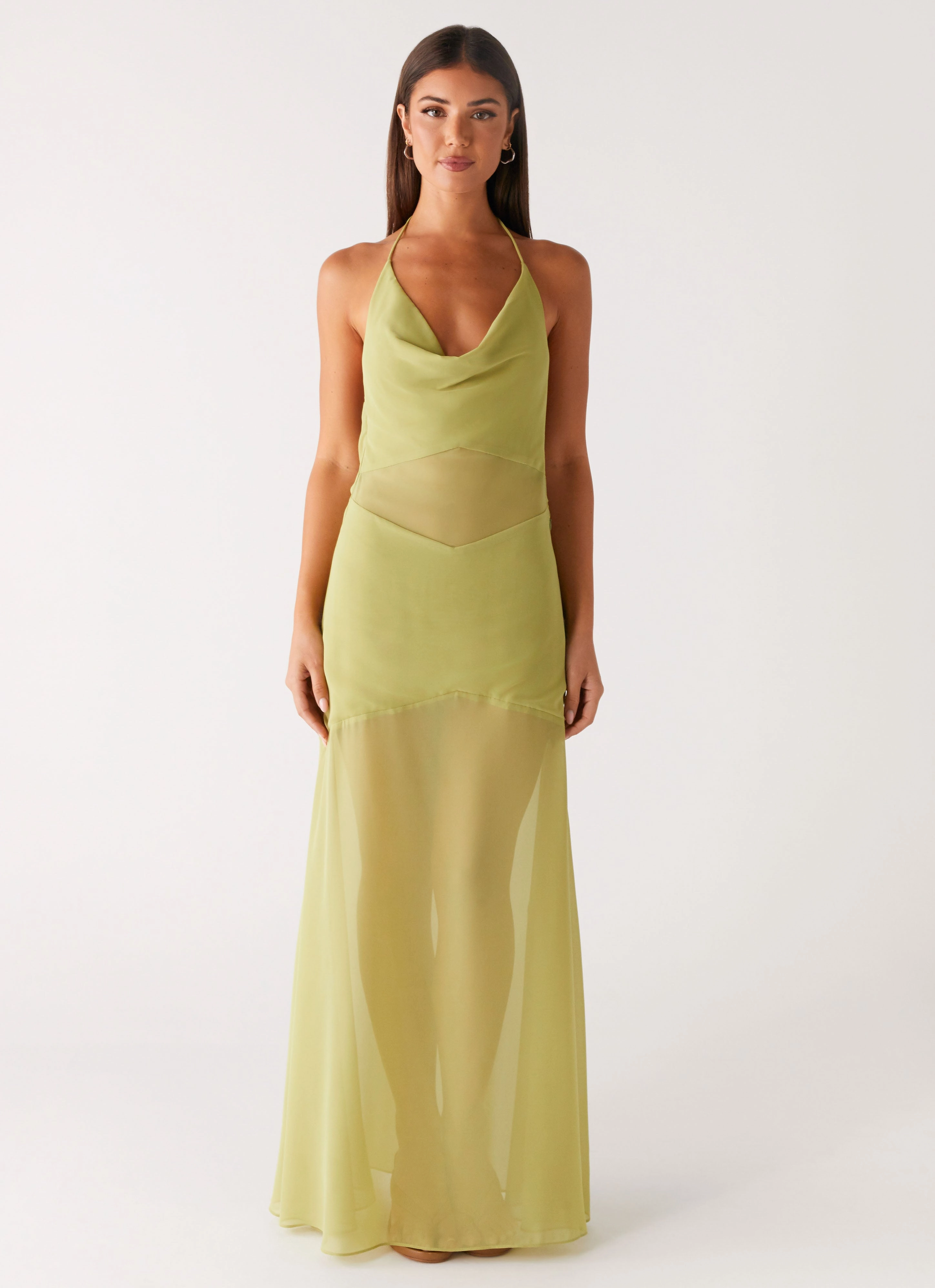 Trendy Fit Look Cool Draping Samoa Maxi Dress - Lime