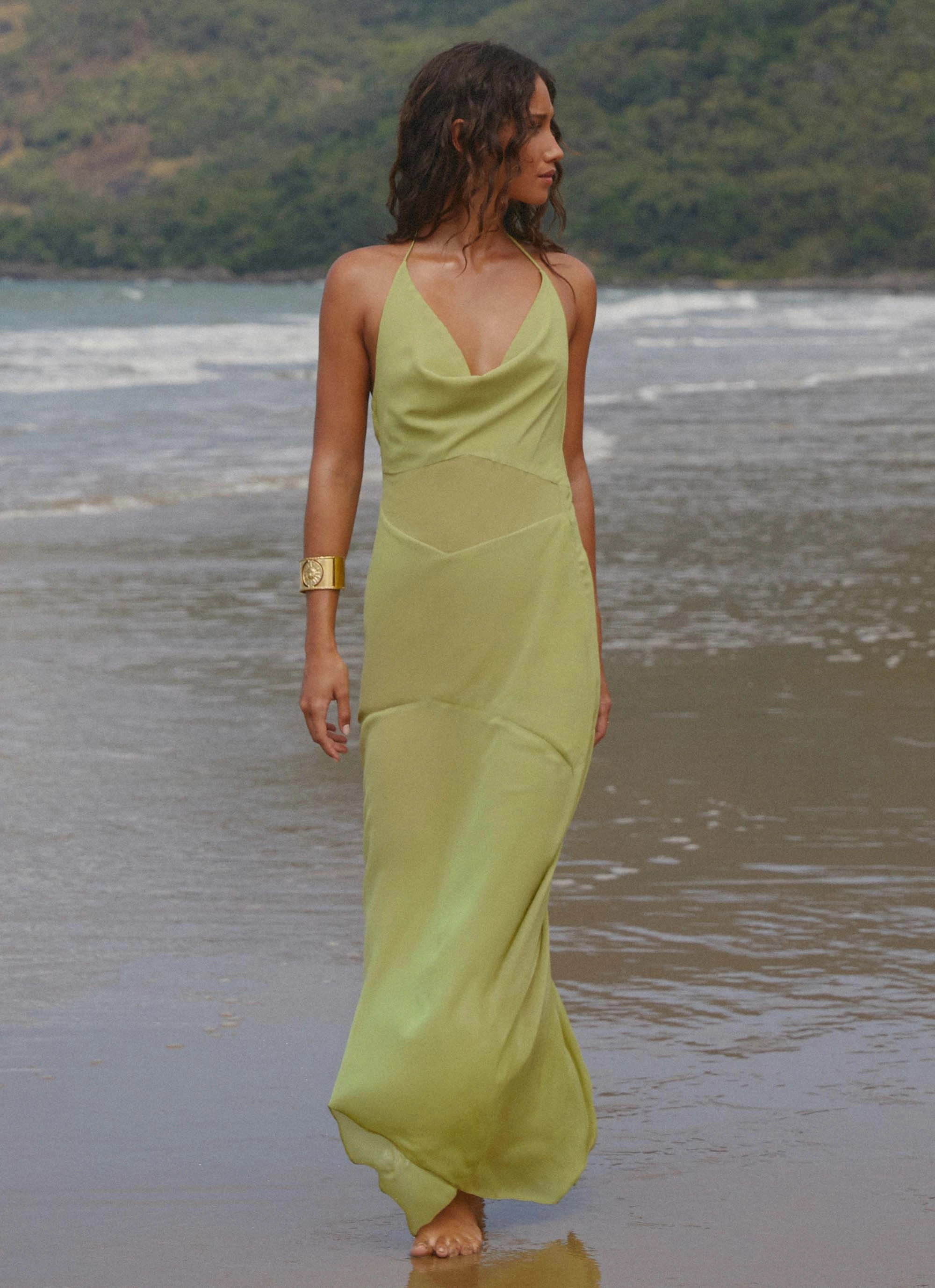Samoa Maxi Dress - Lime Travel Wear Subtle Charm