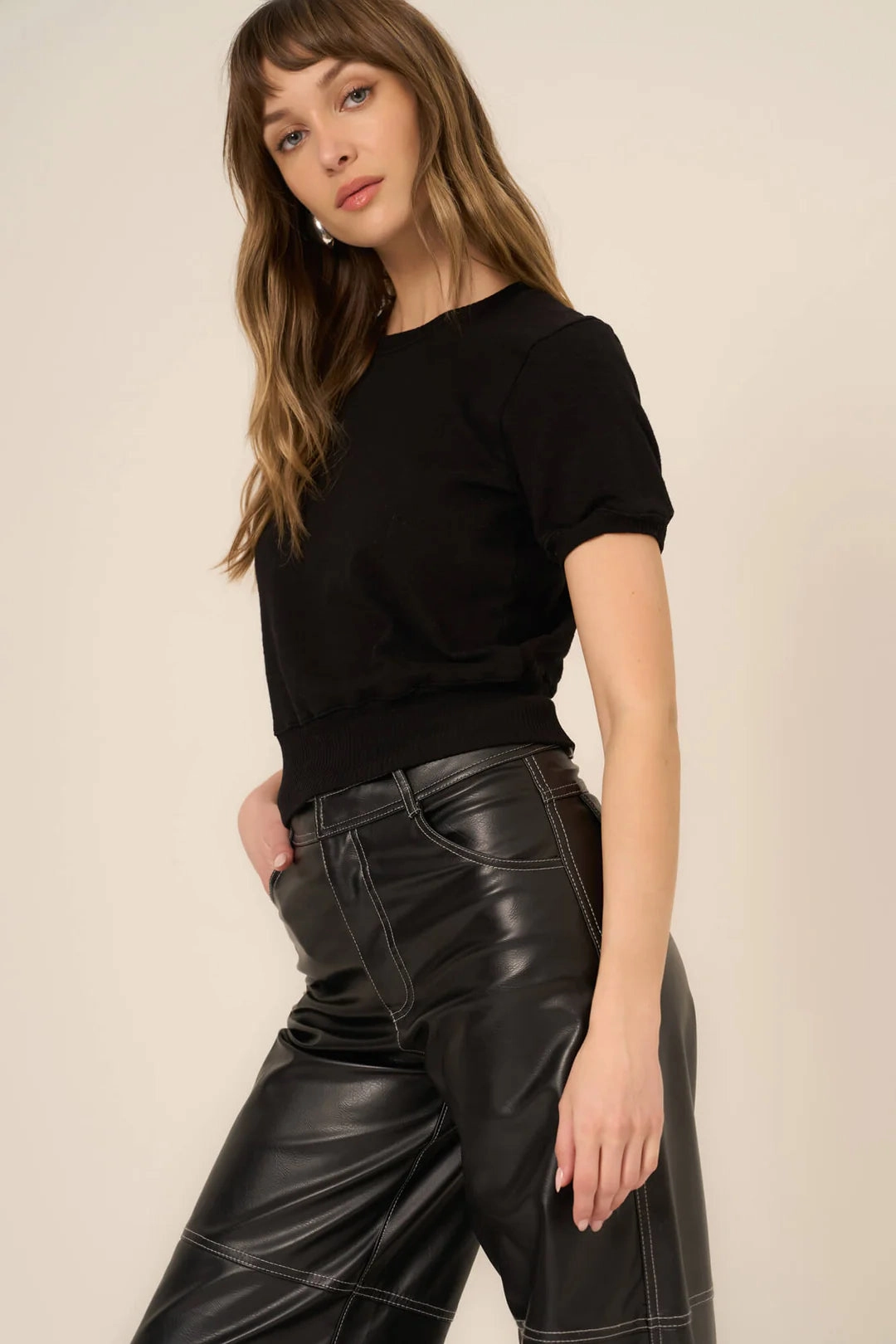 Stay Awhile Short Sleeve Sweatshirt BoxyCrop AllDayComfort