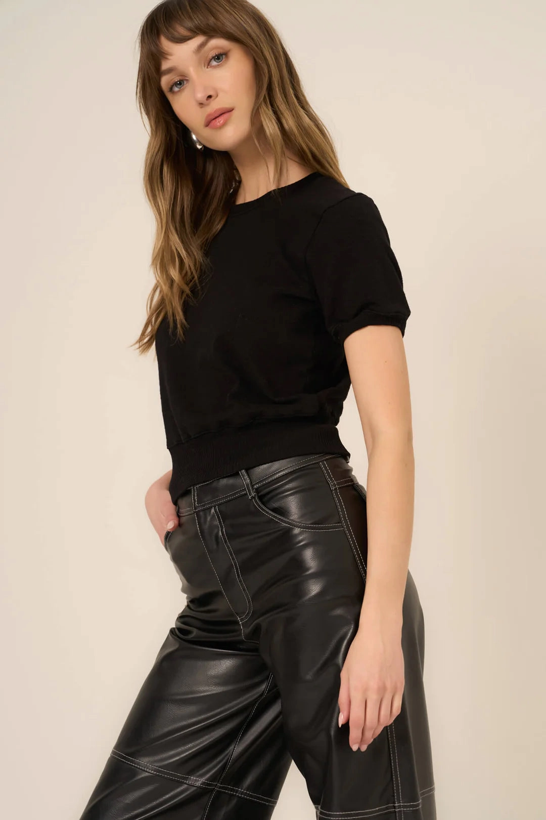 Soft Brushed Finish LowMaintenanceFabric Stay Awhile Short Sleeve Sweatshirt