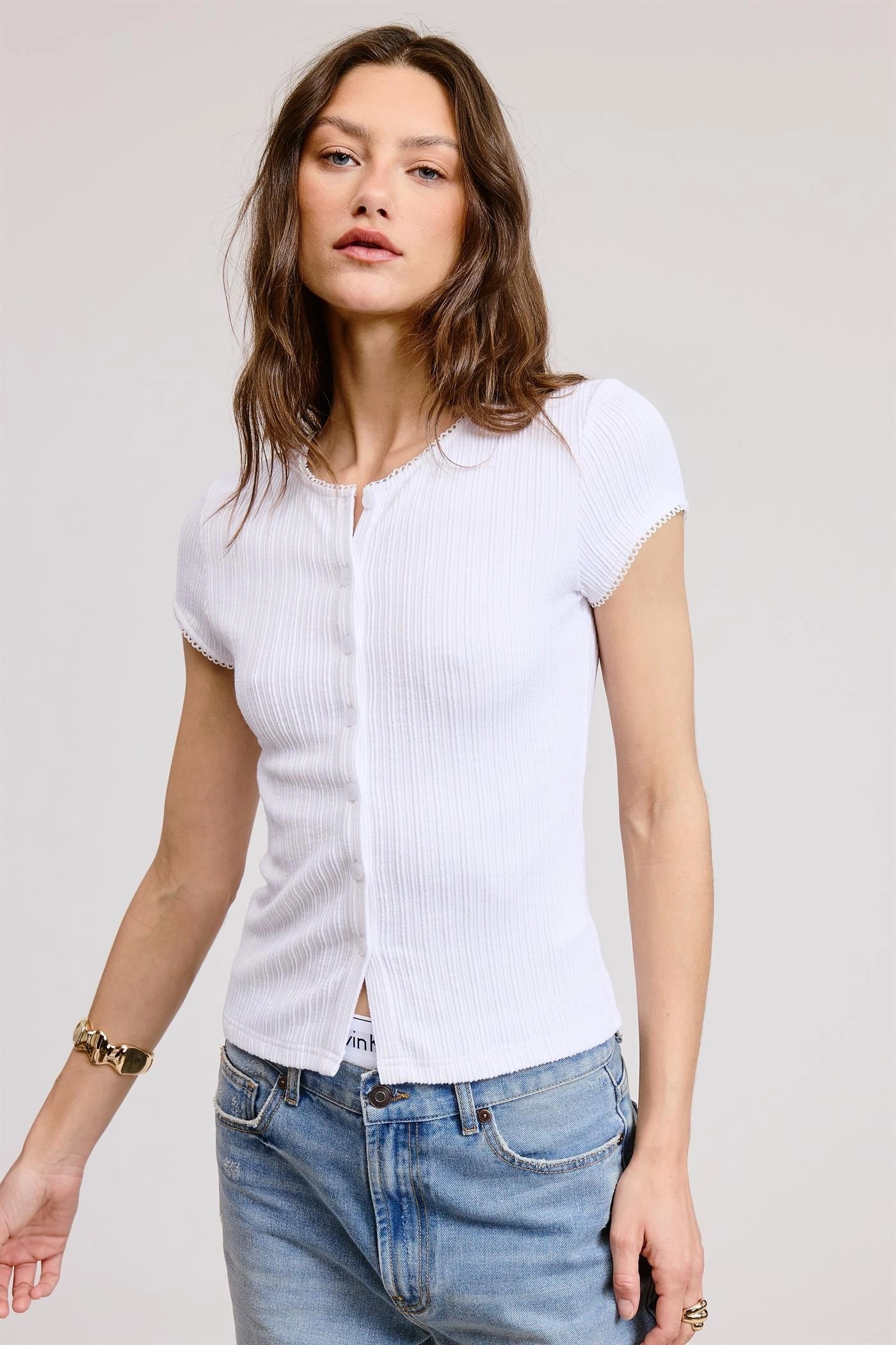 Stay With Me Ribbed Top - Ivory SleevelessOption