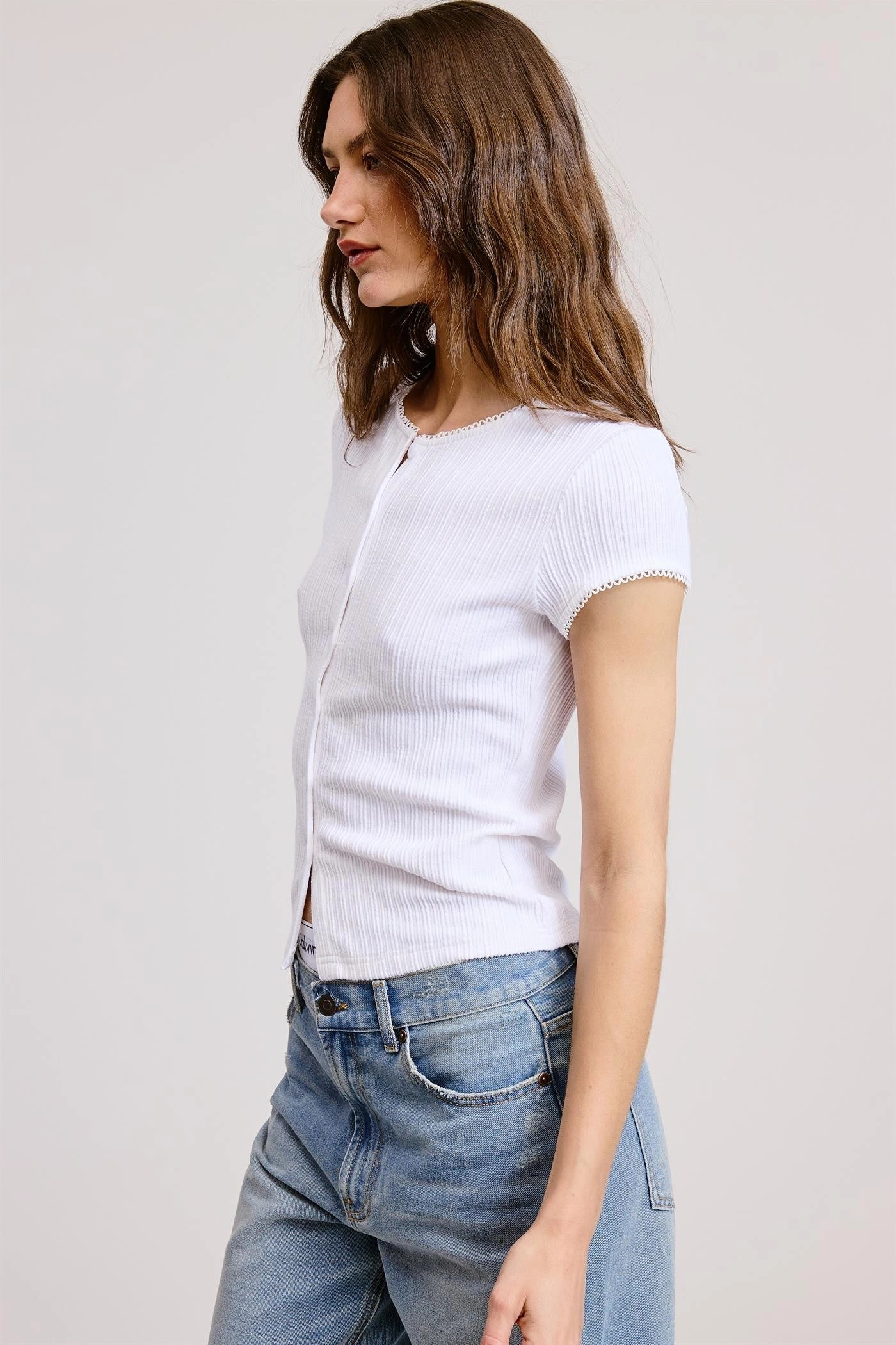 Durable Reinforced Shoulders Stay With Me Ribbed Top - Ivory