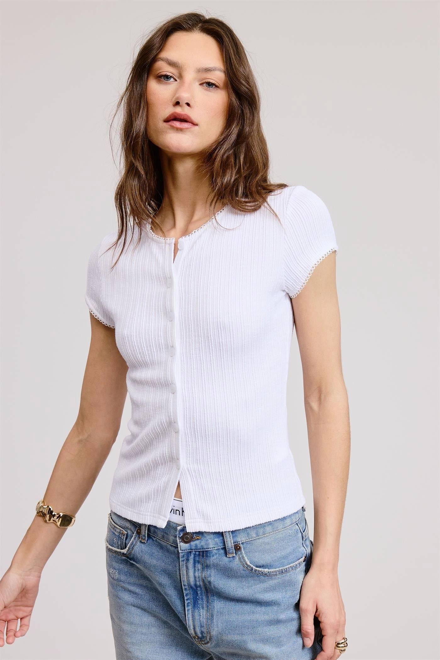 Stay With Me Ribbed Top - Ivory BondedHemline