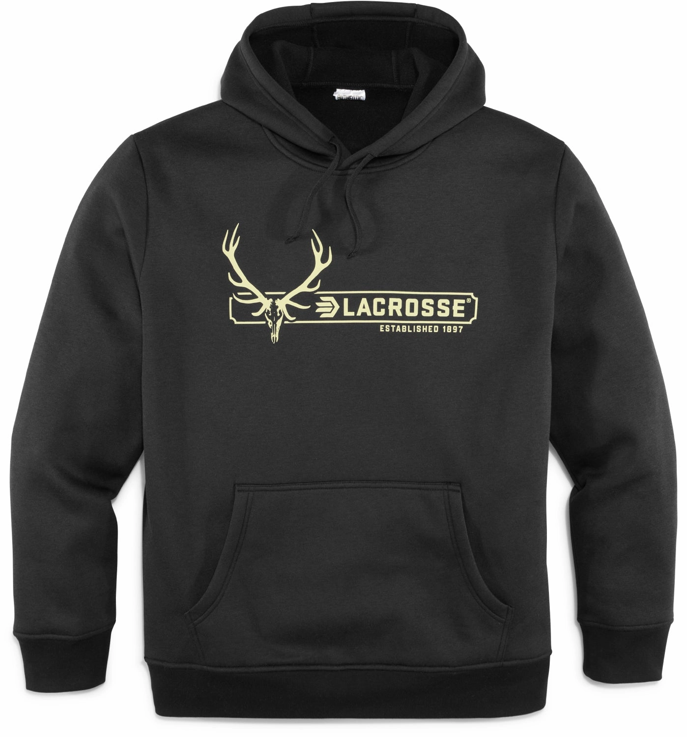 Lacrosse Mens Elk Black Poly/Cotton Hoodie Non Chafing Neckline RipResistant Reinforcement