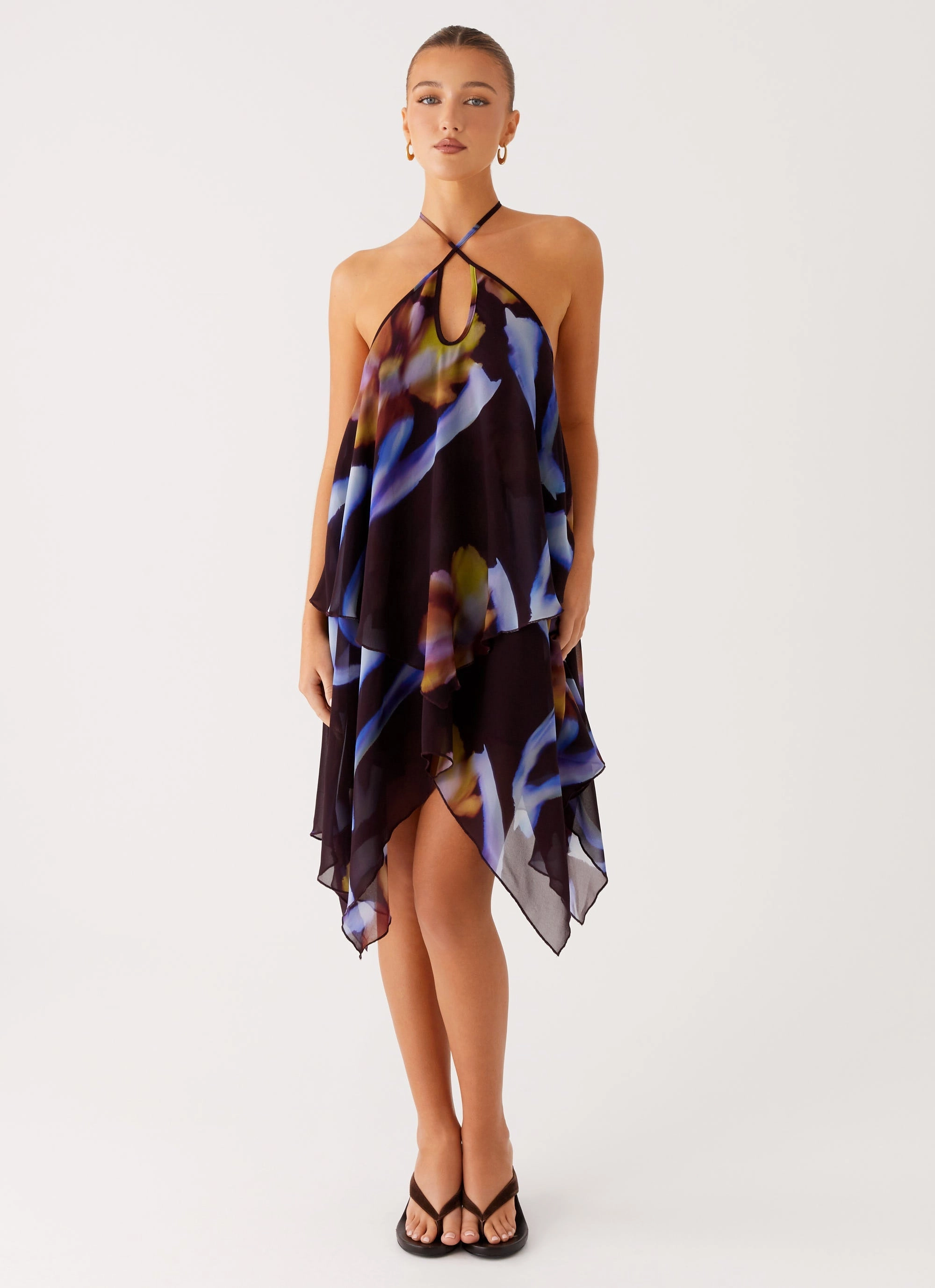 Cool Layers Timeless Look Verbena Midi Dress - Dark Floral