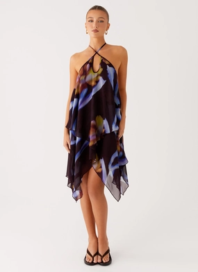 Cool Layers Timeless Look Verbena Midi Dress - Dark Floral