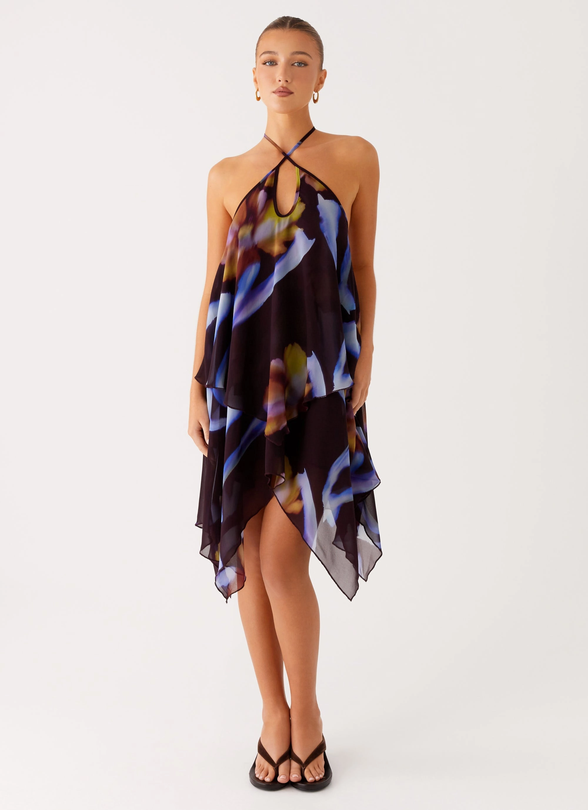 Cozy Comfort Verbena Midi Dress - Dark Floral