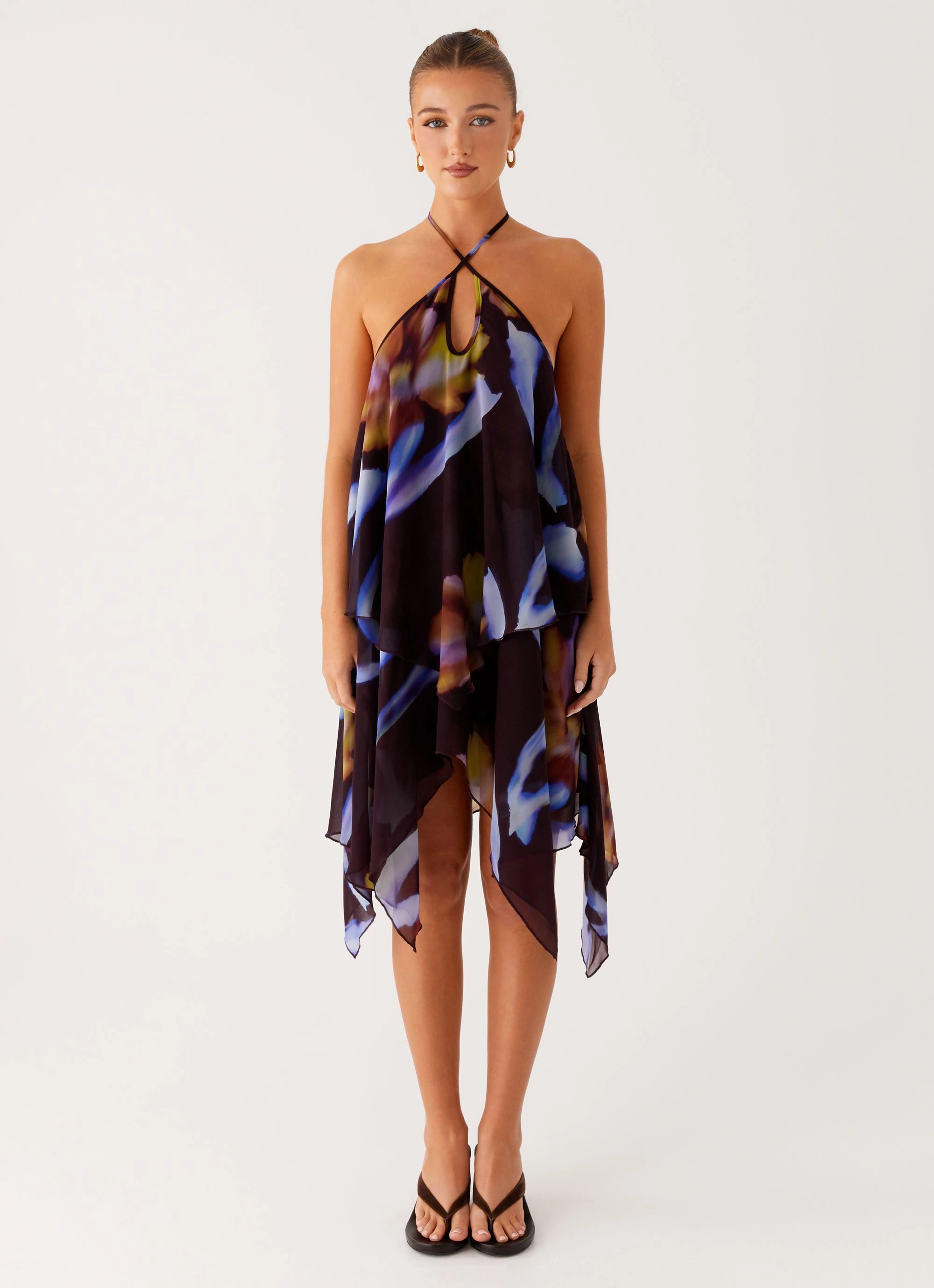 Verbena Midi Dress - Dark Floral Travel Ready Elegant Wearable