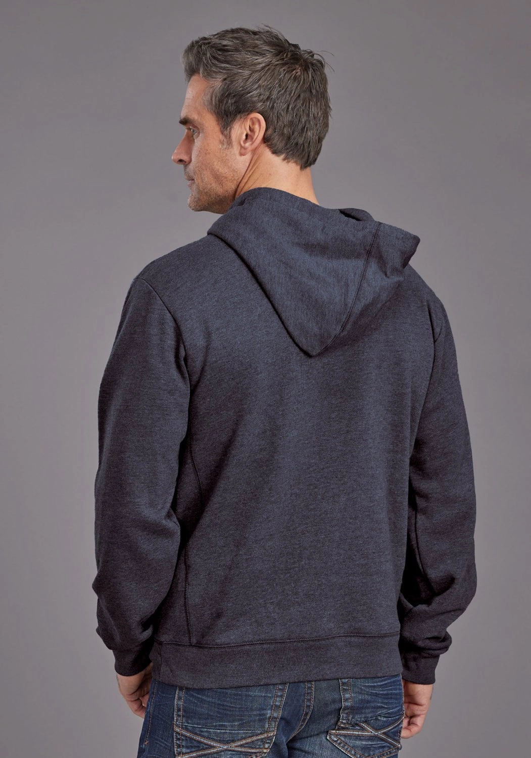 Adjustable Detachable Hood Noise Free Movement Stetson Mens Block Letter Blue Cotton Blend Hoodie