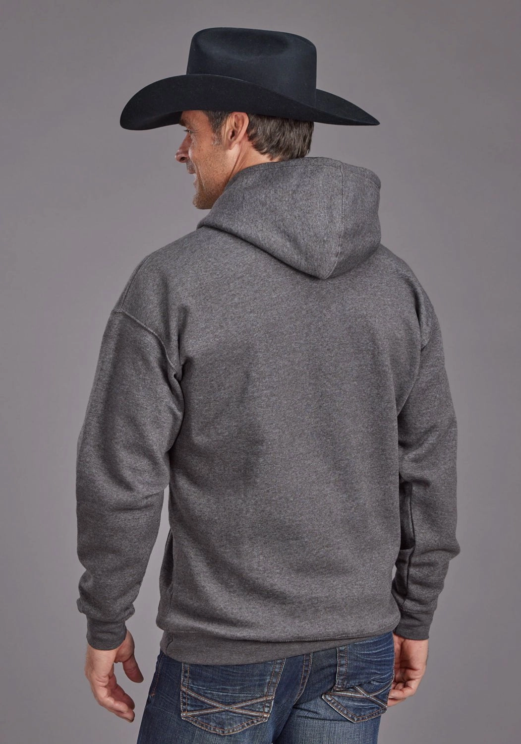 Stetson Mens Bronc Rider Charcoal Cotton Blend Hoodie Shock Absorbent Padding Stretchable Panels