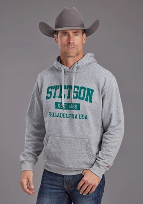 Odor Resistant Fabric Stetson Mens Est 1865 Grey Cotton Blend Hoodie