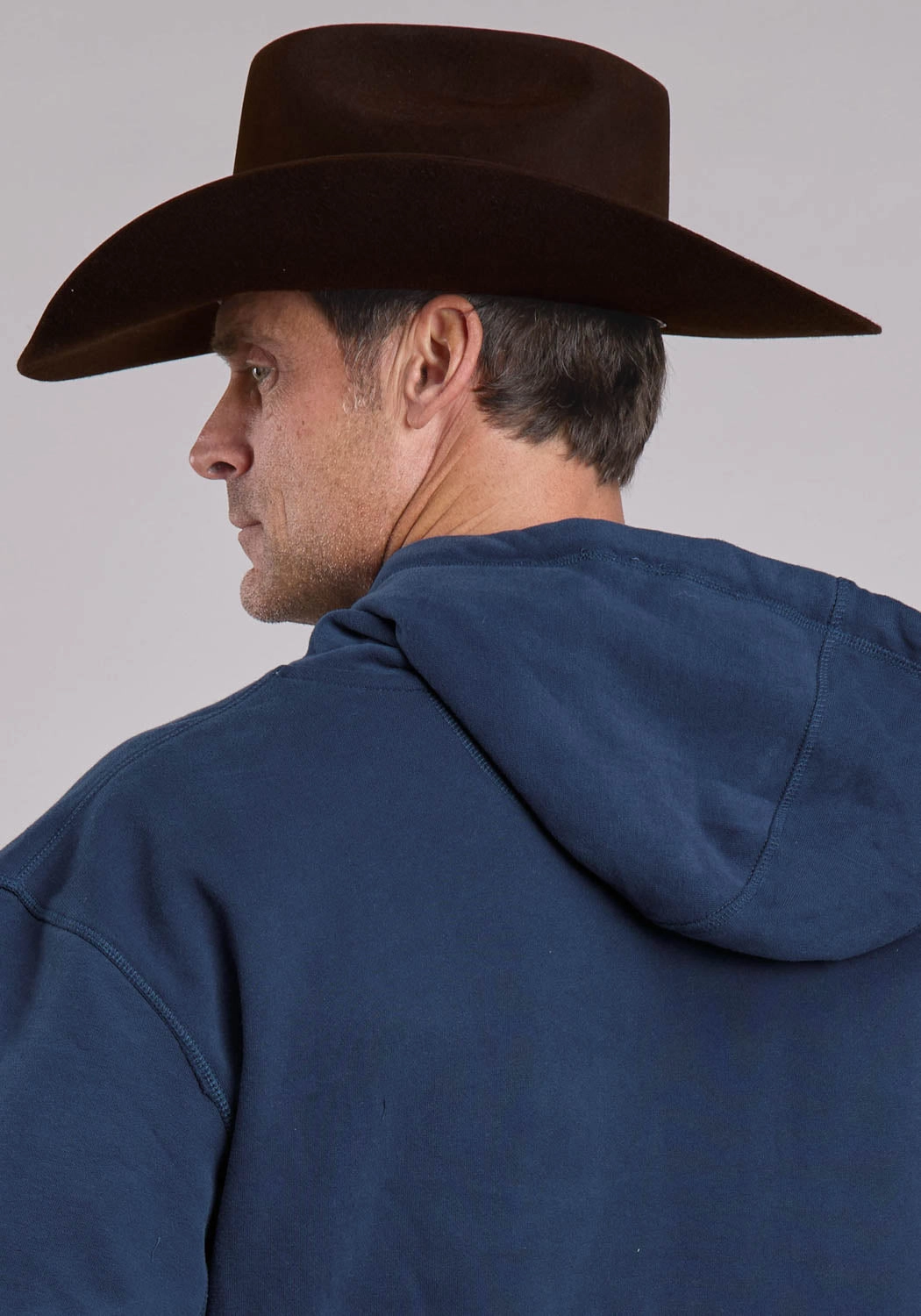 Stetson Mens Founded in 1865 Cowboy Navy Cotton Blend Hoodie Water Resistant Coat Full Zip Closure