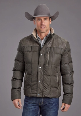 Stetson Mens Quilted Brown 100% Nylon Insulated Jacket Unisex Casual Fit Weather Friendly