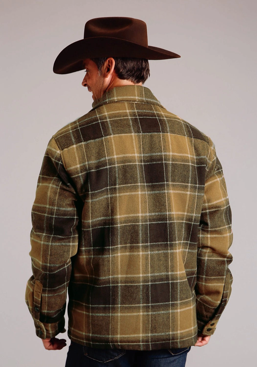 Wind Resistant Lining All Season Fit Stetson Mens Rugged Plaid Brown Poly/Wool Wool Jacket